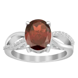 3ct Oval Garnet 925 Sterling Silver Promise Rings for Her