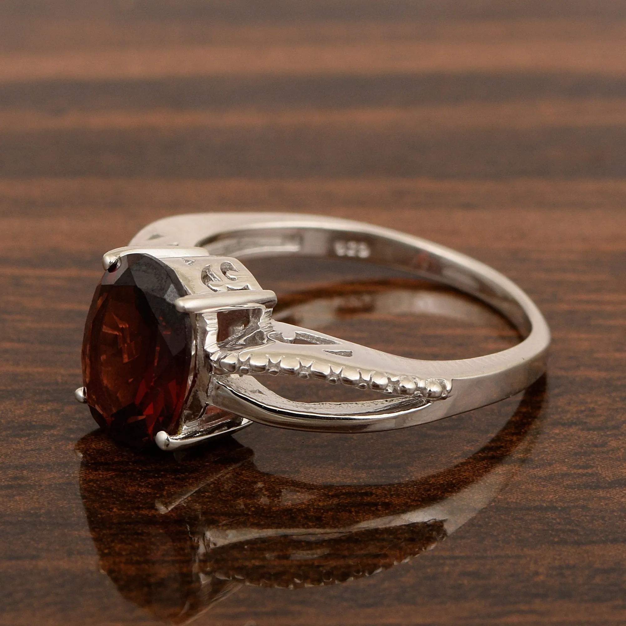 3ct Oval Garnet 925 Sterling Silver Promise Rings for Her
