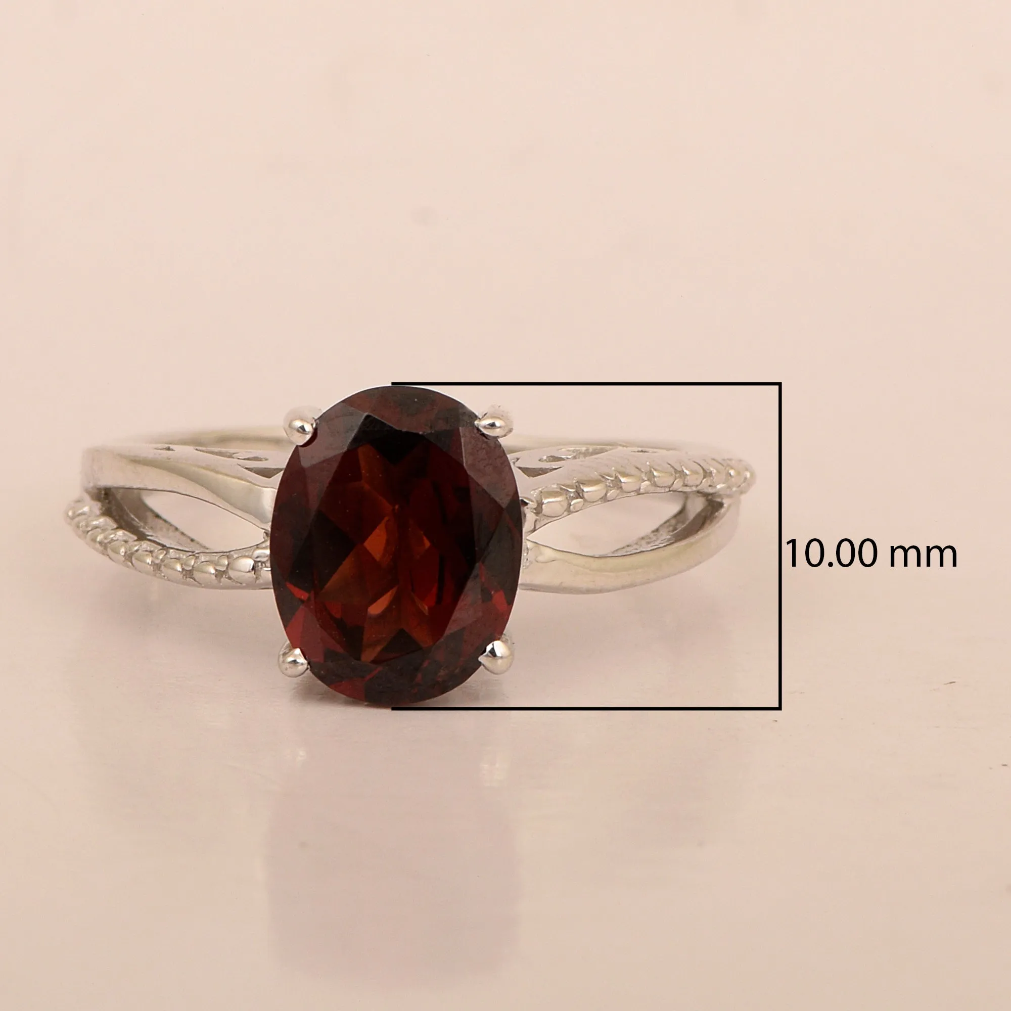 3ct Oval Garnet 925 Sterling Silver Promise Rings for Her