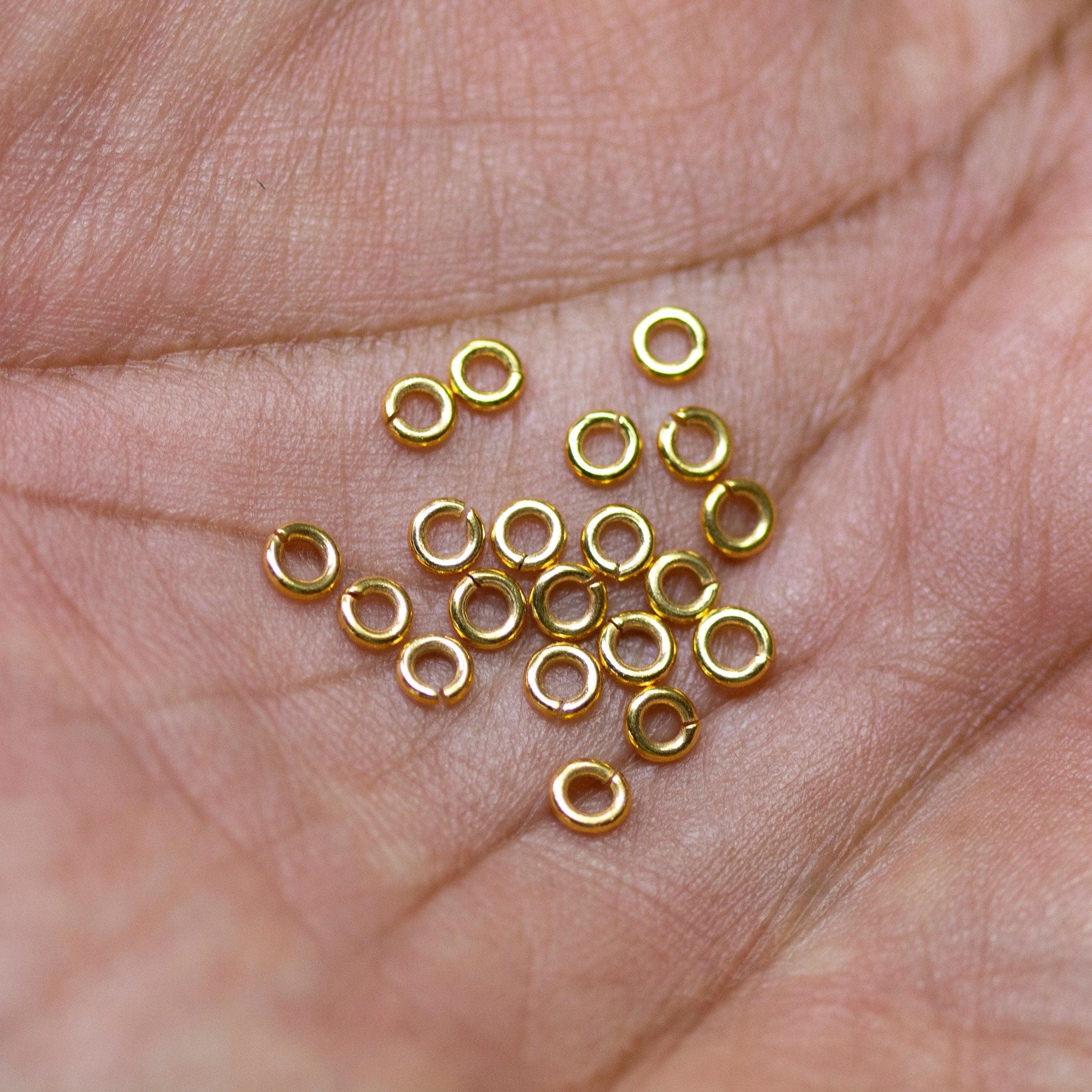 3MM 20 Gauge 14k Solid Yellow Gold Open Jump Rings (10 pieces)