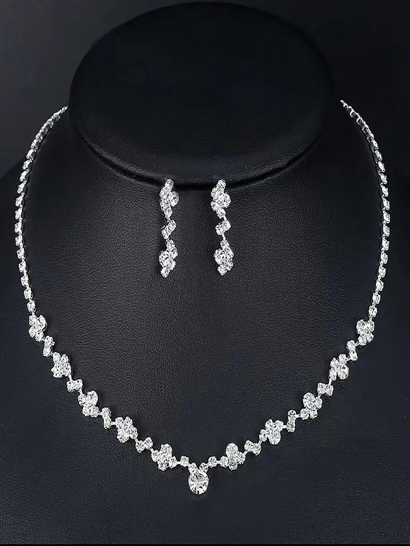 3pcs Rhinestone Decor Jewelry Set