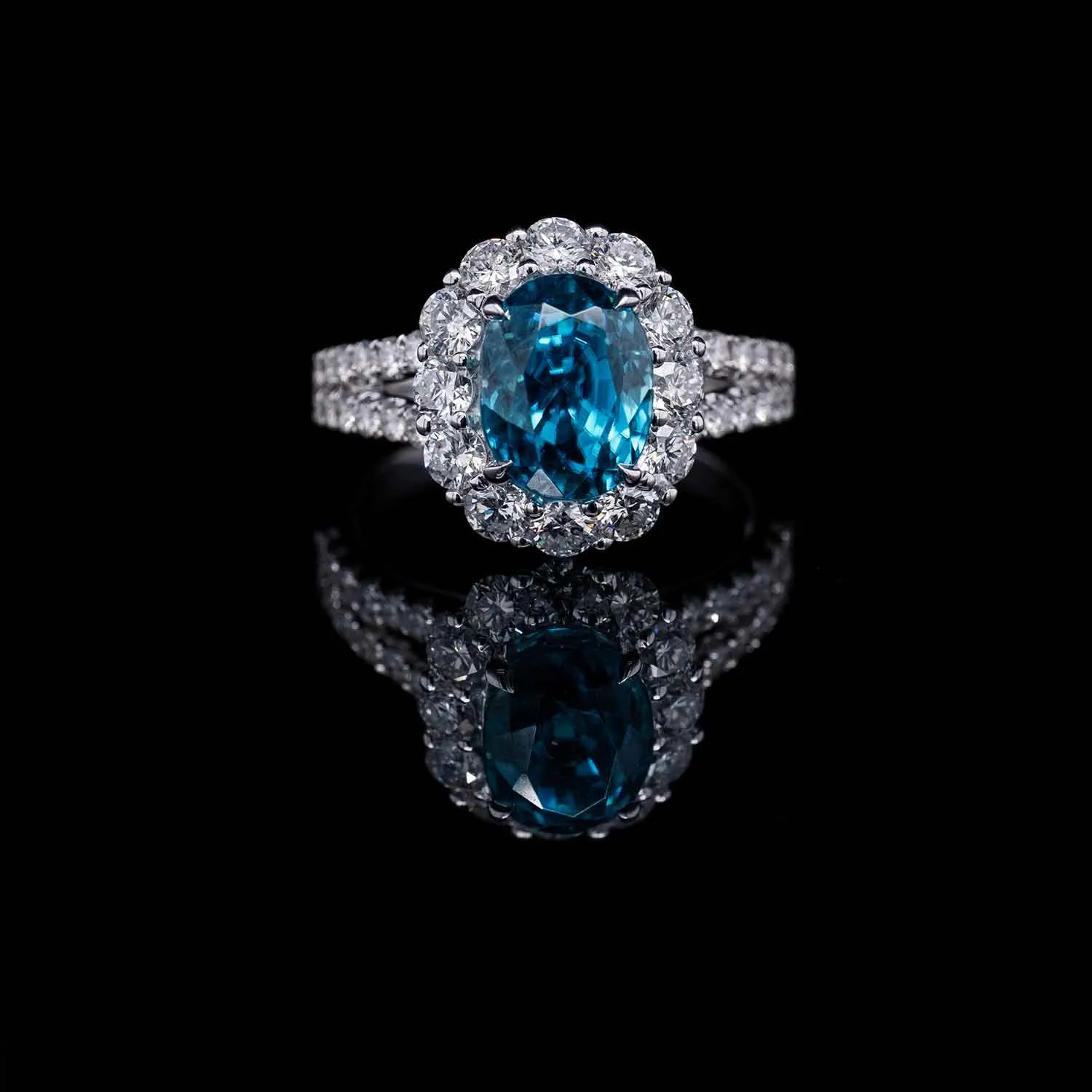 5.12 Carat Blue Zircon Gemstone Ring in 14k White Gold