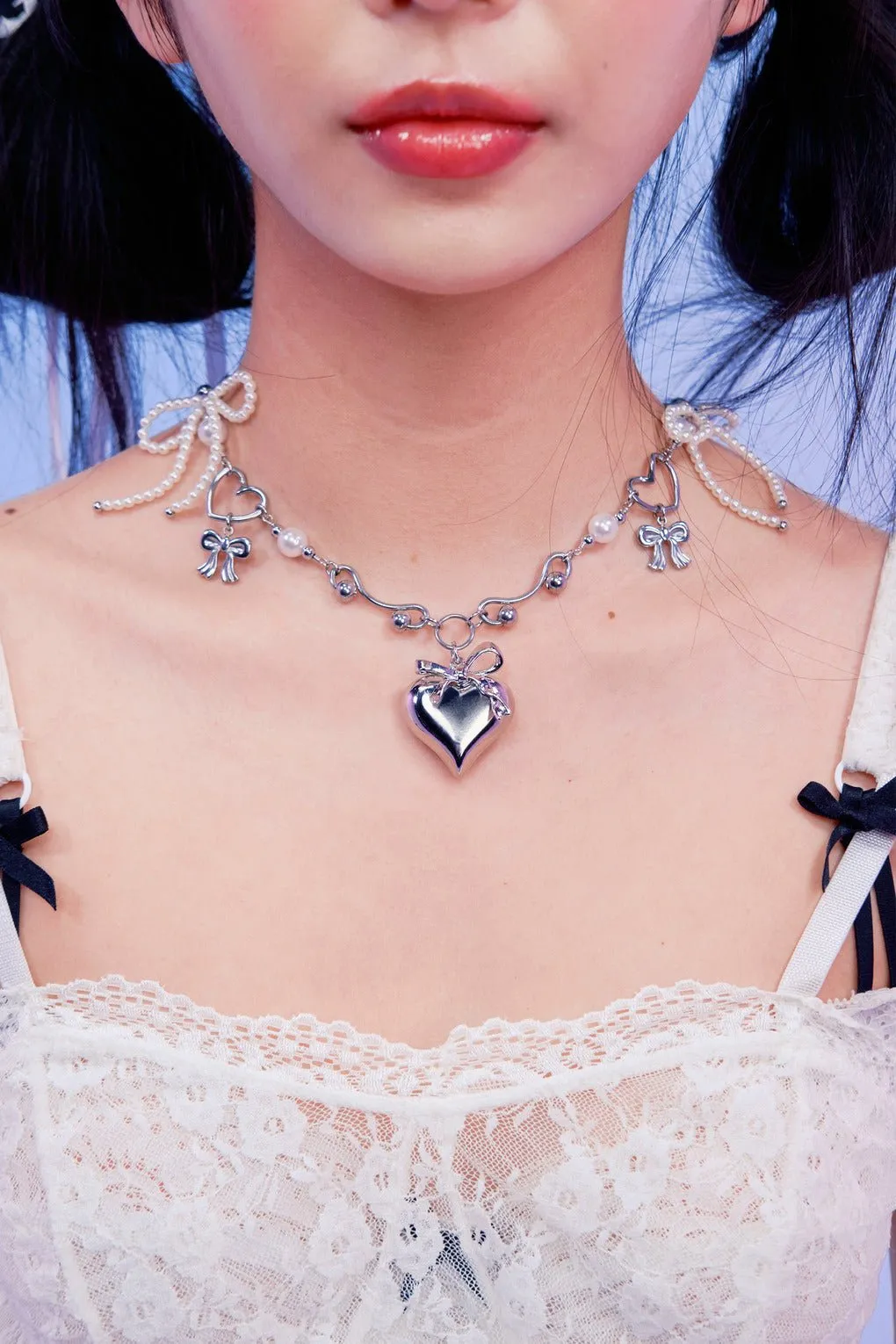 88RISING x OHT HEART RIBBON NECKLACE