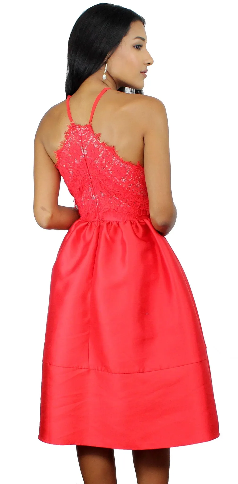 A Moment Like This Red Lace Skater Dress