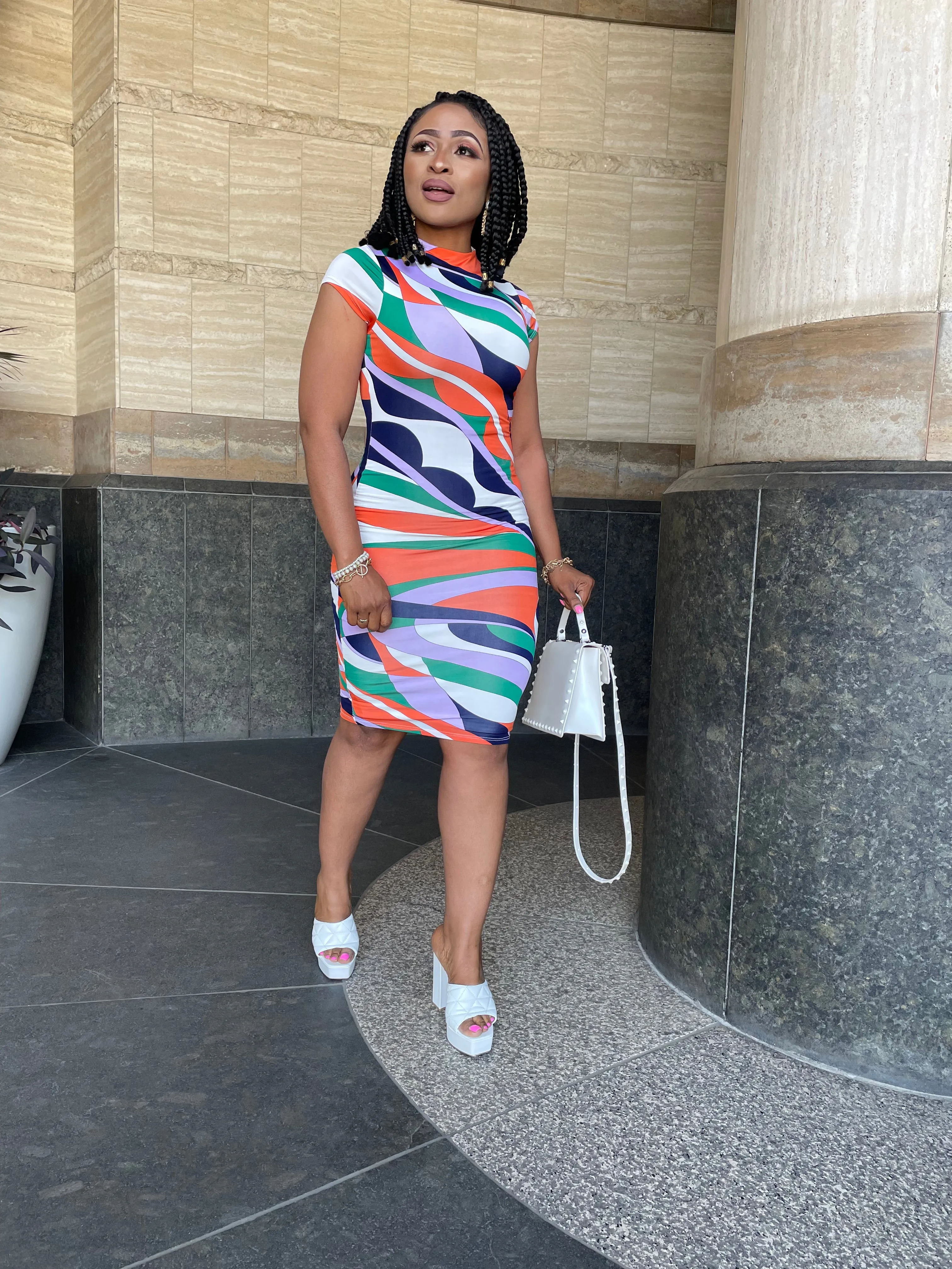 Abigail Abstract Print Midi Dress