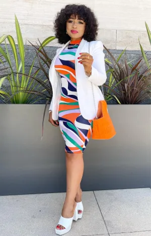 Abigail Abstract Print Midi Dress