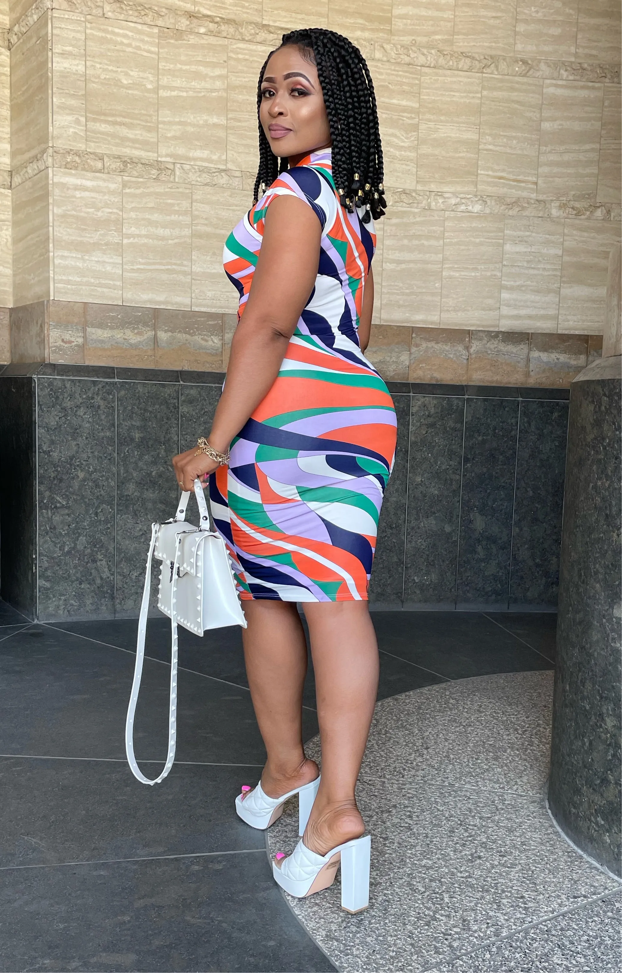 Abigail Abstract Print Midi Dress