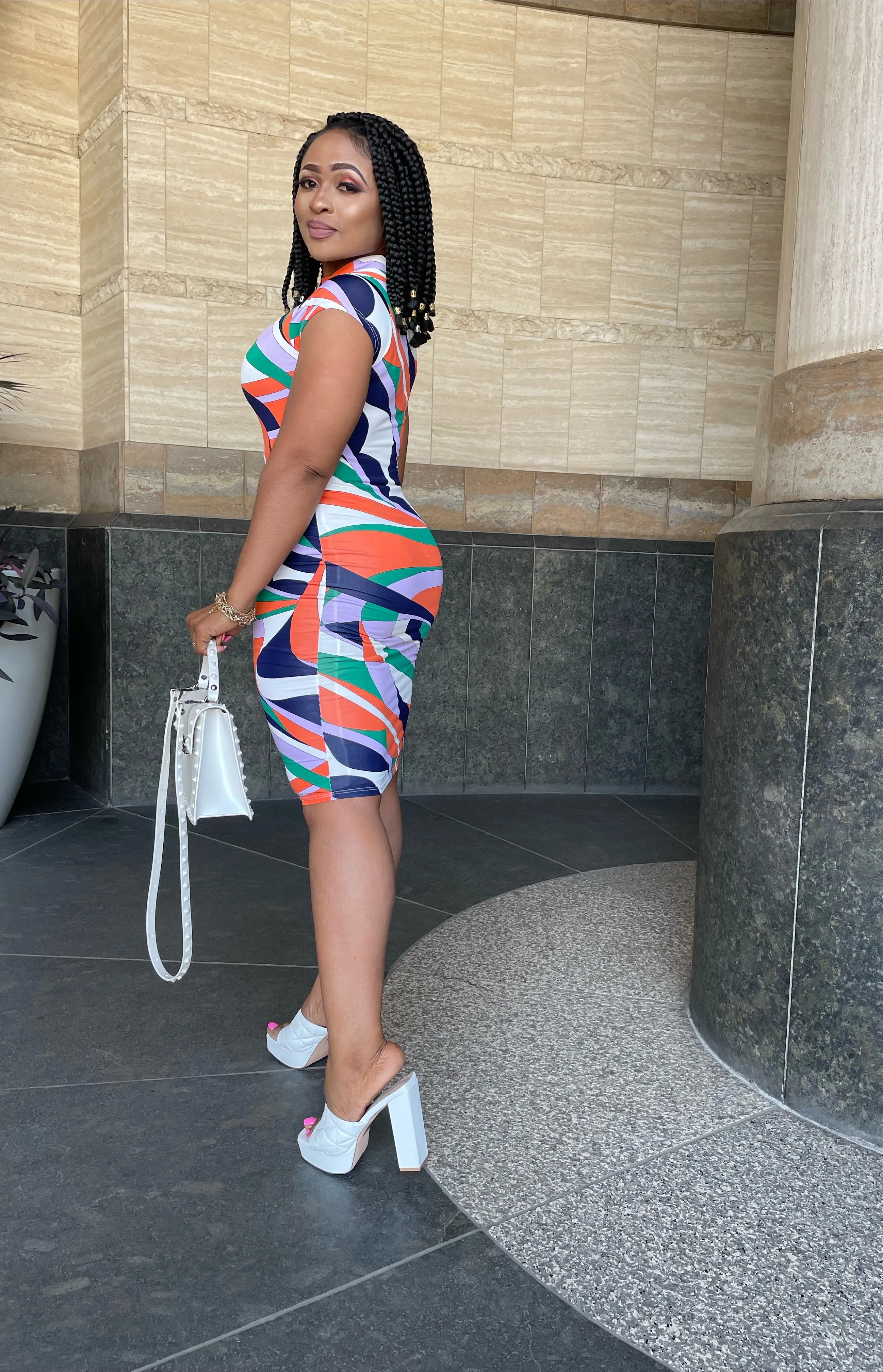 Abigail Abstract Print Midi Dress