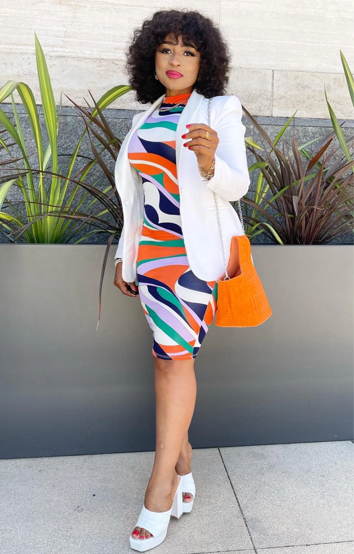 Abigail Abstract Print Midi Dress