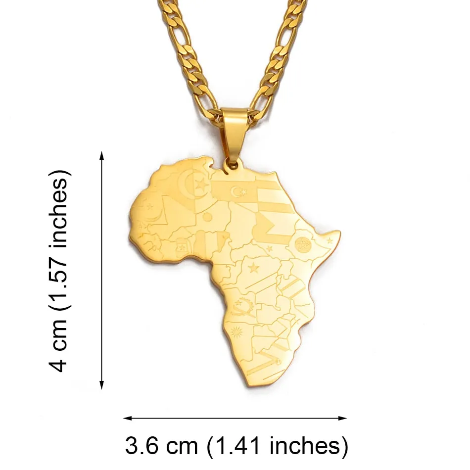 Africa Map Necklace for Women Men