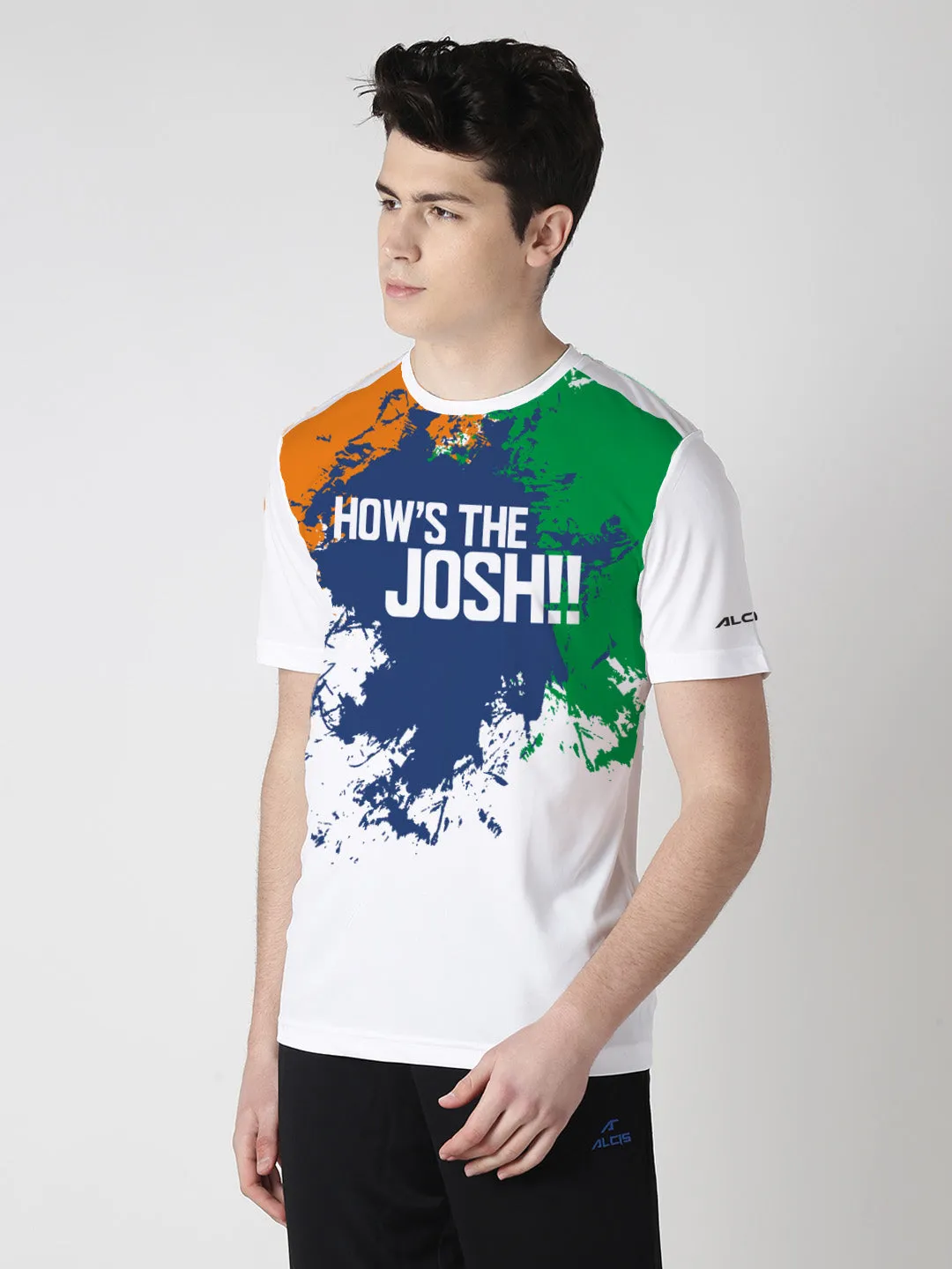 Alcis Men White Round Neck Slim Fit T-shirt