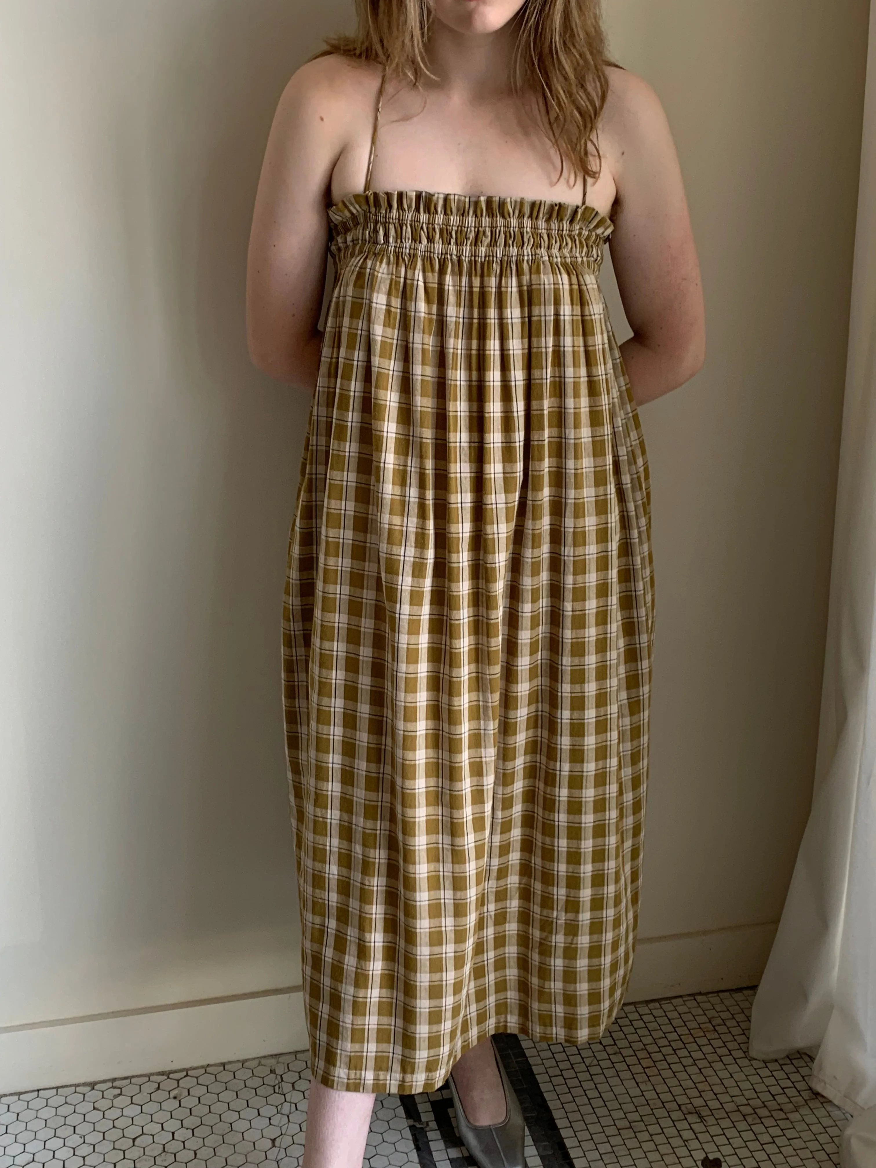Ali Golden plaid midi dress
