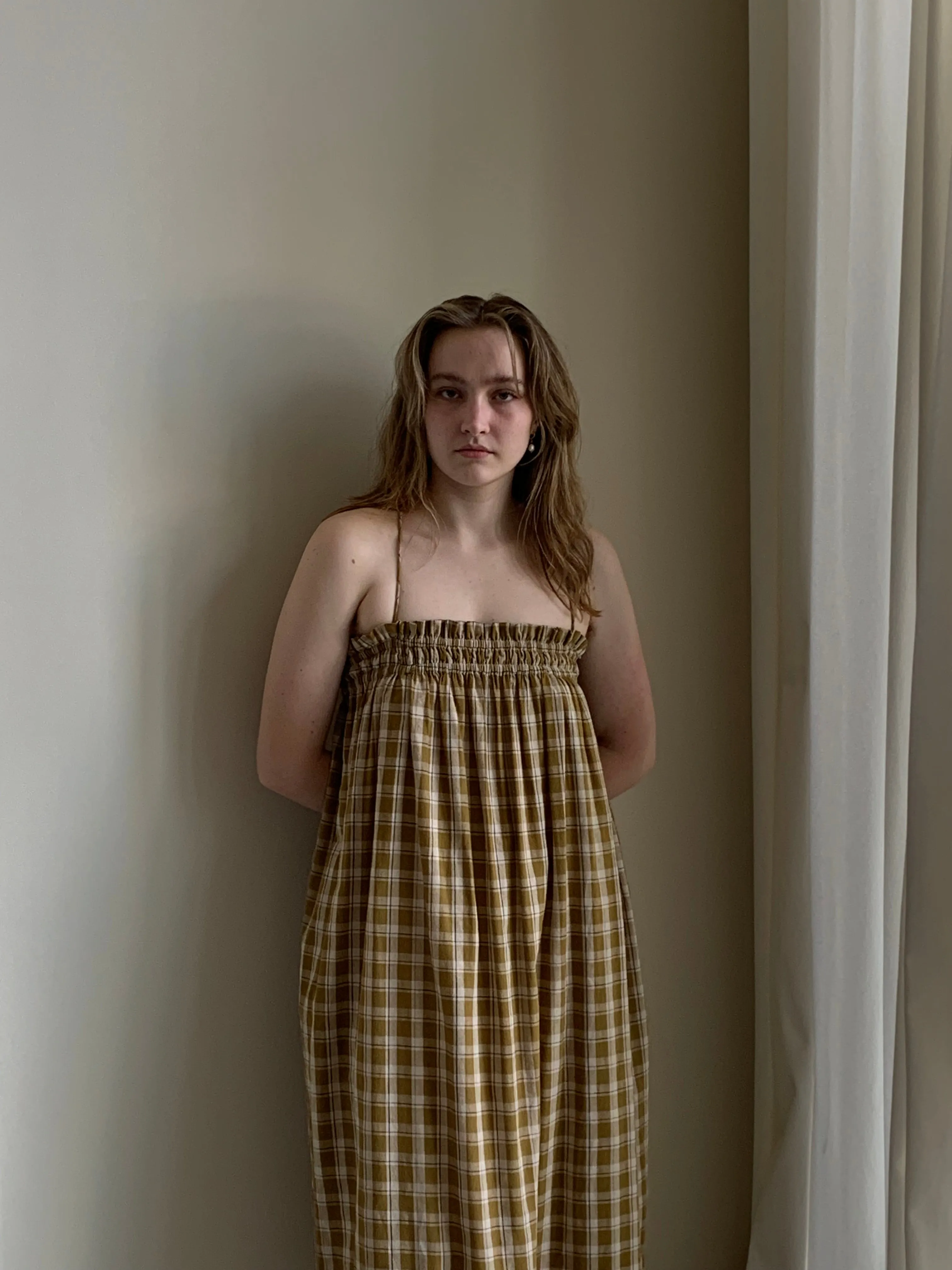 Ali Golden plaid midi dress