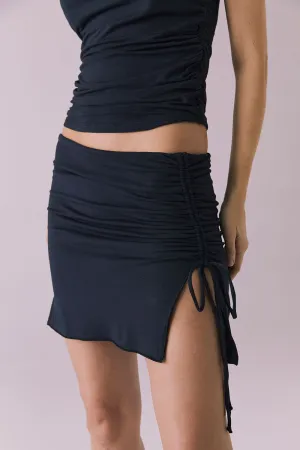 Alisha Licorice Black Mini Skirt