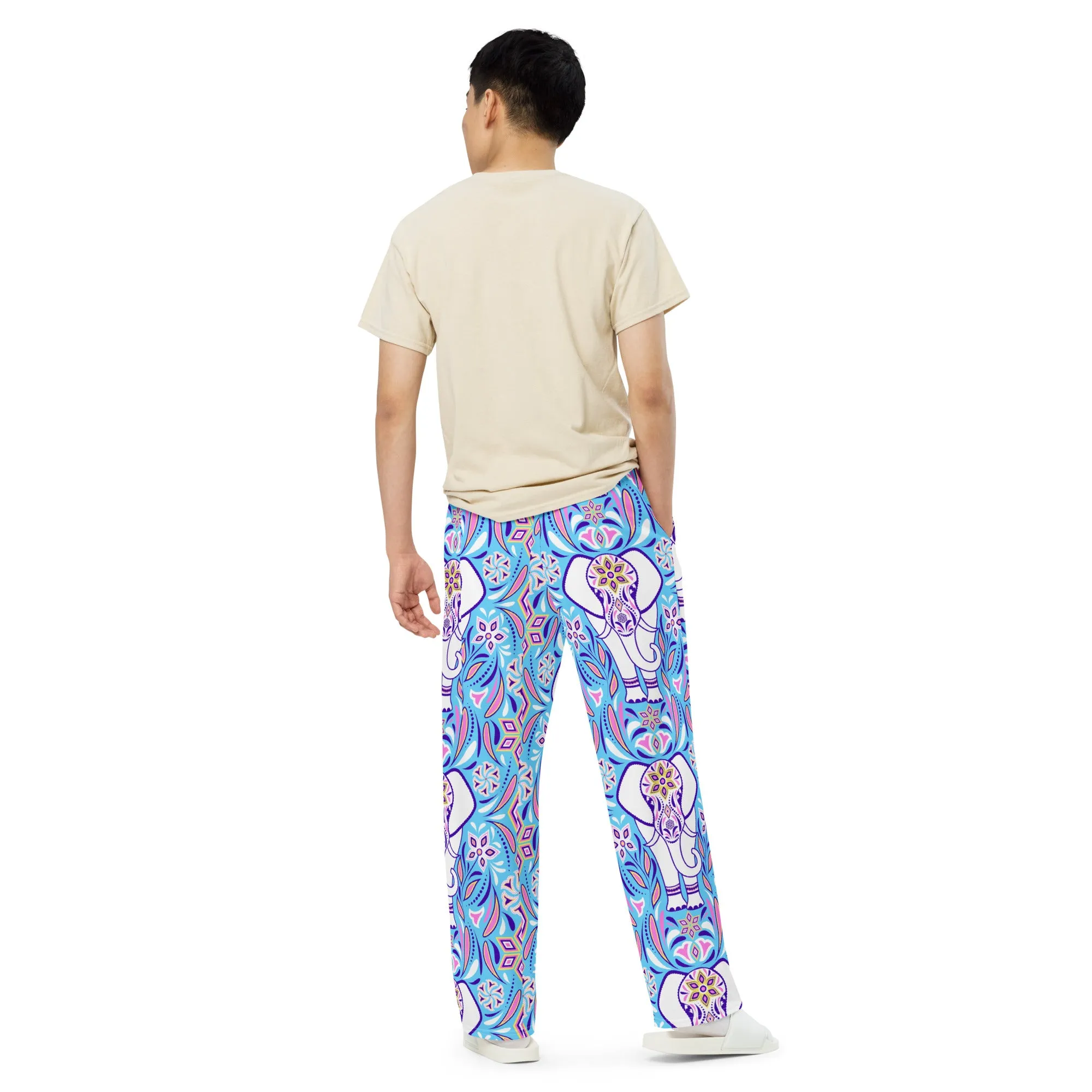 All-over print unisex wide-leg pants Elephant, wide leg, back to school