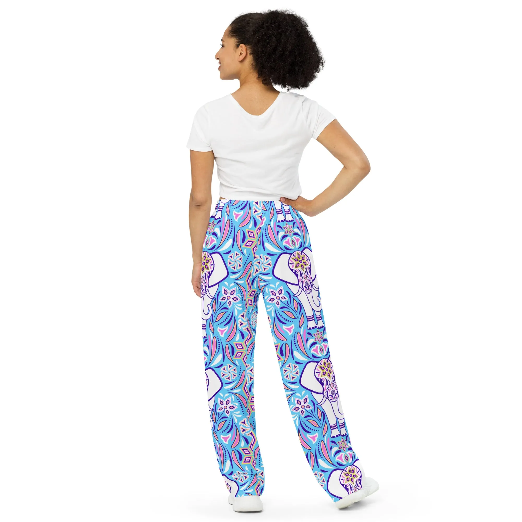 All-over print unisex wide-leg pants Elephant, wide leg, back to school