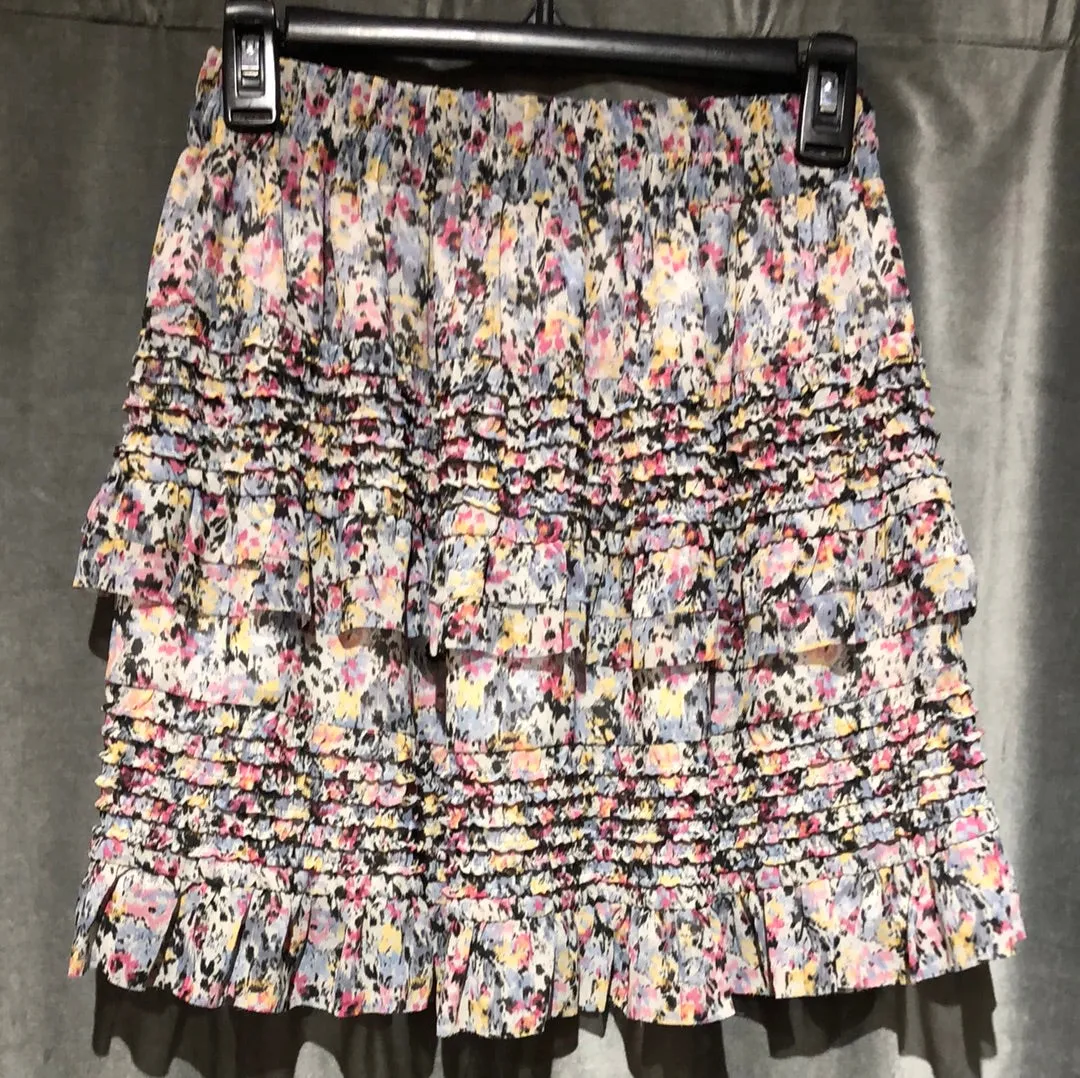 All Saints Violet Floral Mini Ruffle 'SKETCH' Skirt