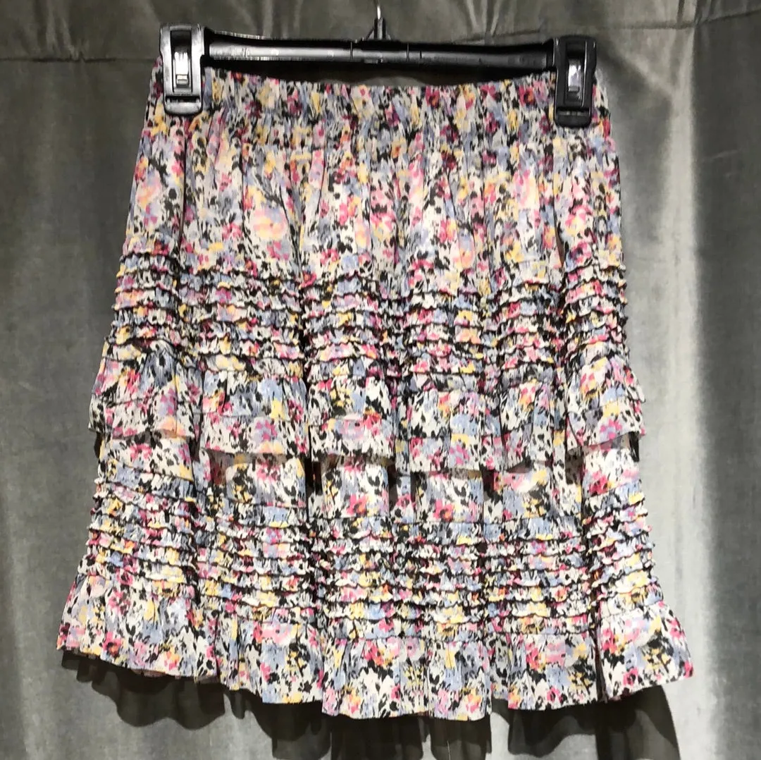 All Saints Violet Floral Mini Ruffle 'SKETCH' Skirt