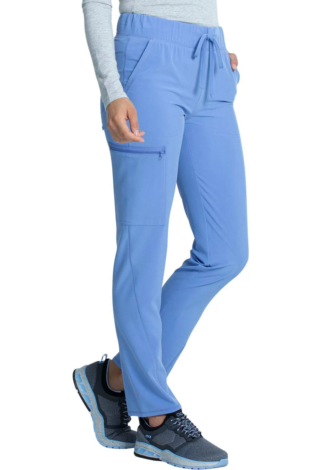 Allura CKA184 Mid Rise Drawstring Tapered Leg Pants Ciel