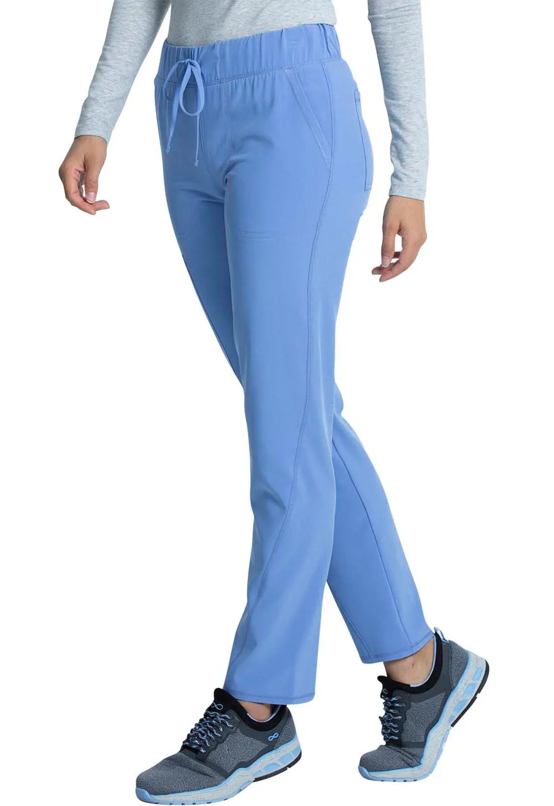 Allura CKA184 Mid Rise Drawstring Tapered Leg Pants Ciel