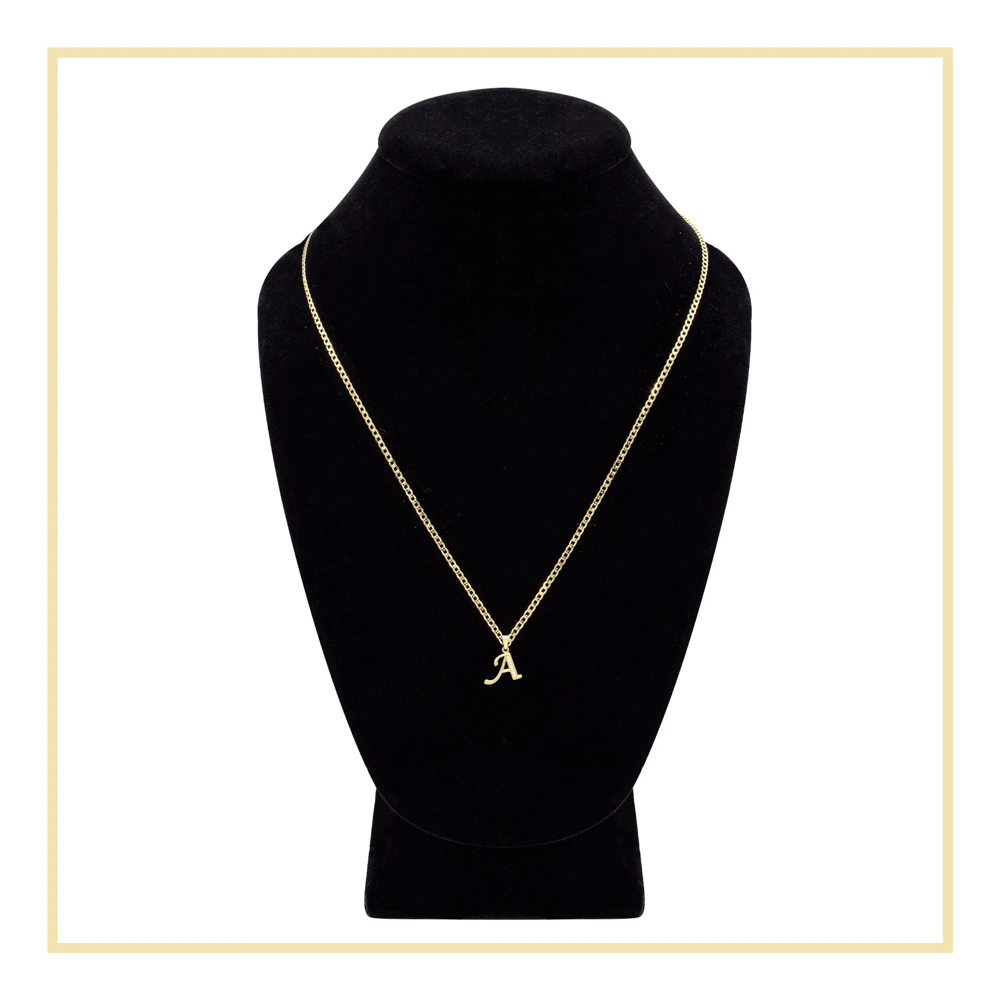Alphabet A-Z Initial Letter CZ Pendant 14K Gold Filled Curb Chain Set 18" 20" 24" Women