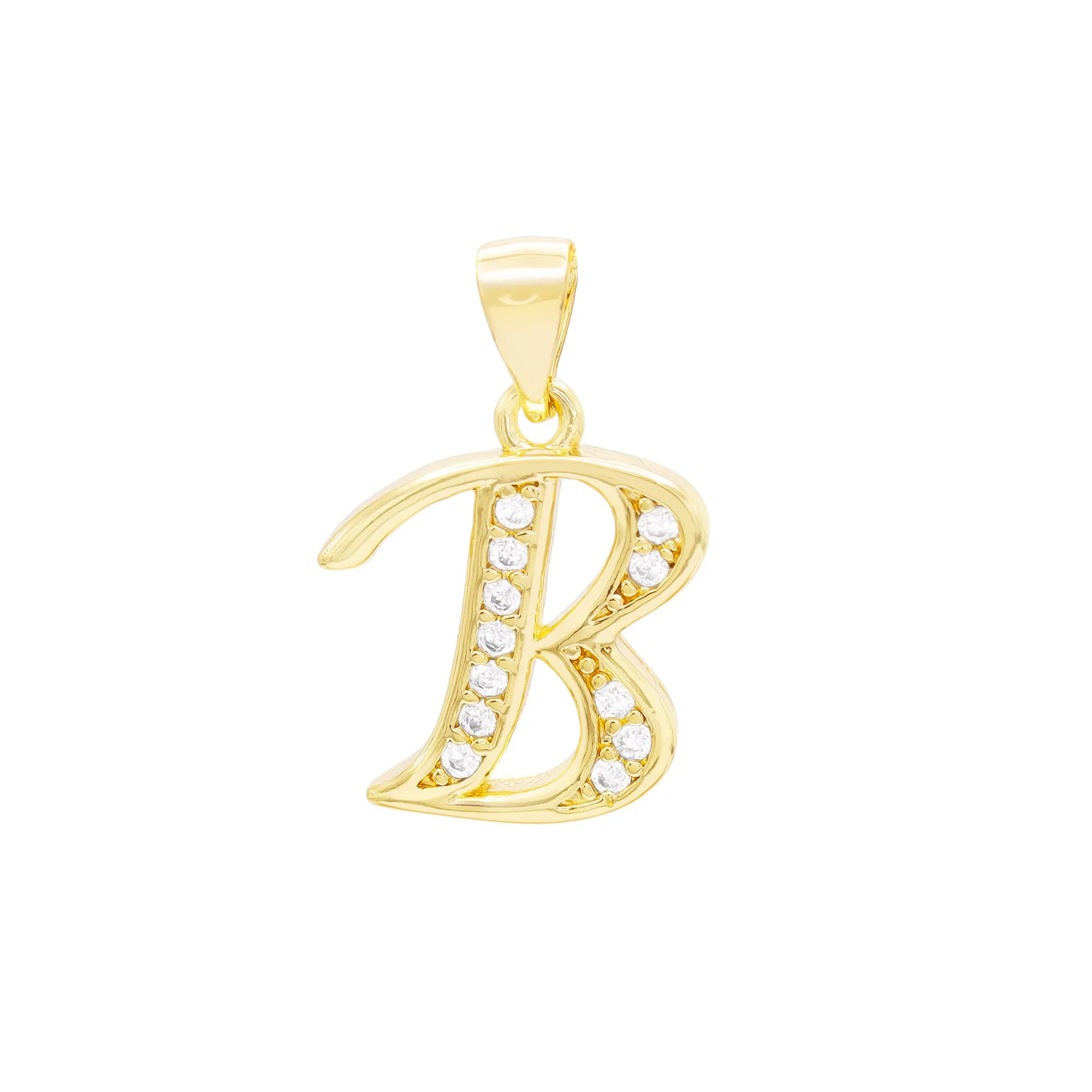 Alphabet A-Z Initial Letter CZ Pendant 14K Gold Filled Curb Chain Set 18" 20" 24" Women