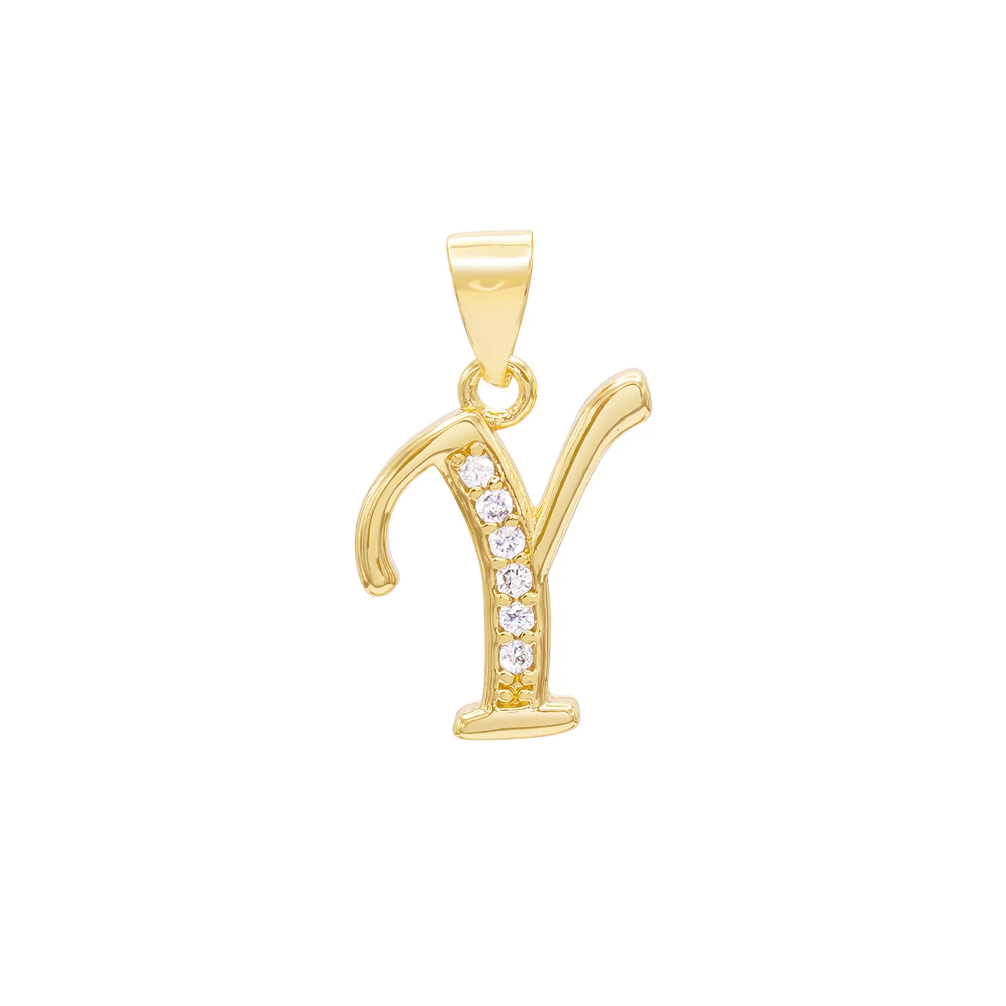 Alphabet A-Z Initial Letter CZ Pendant 14K Gold Filled Curb Chain Set 18" 20" 24" Women