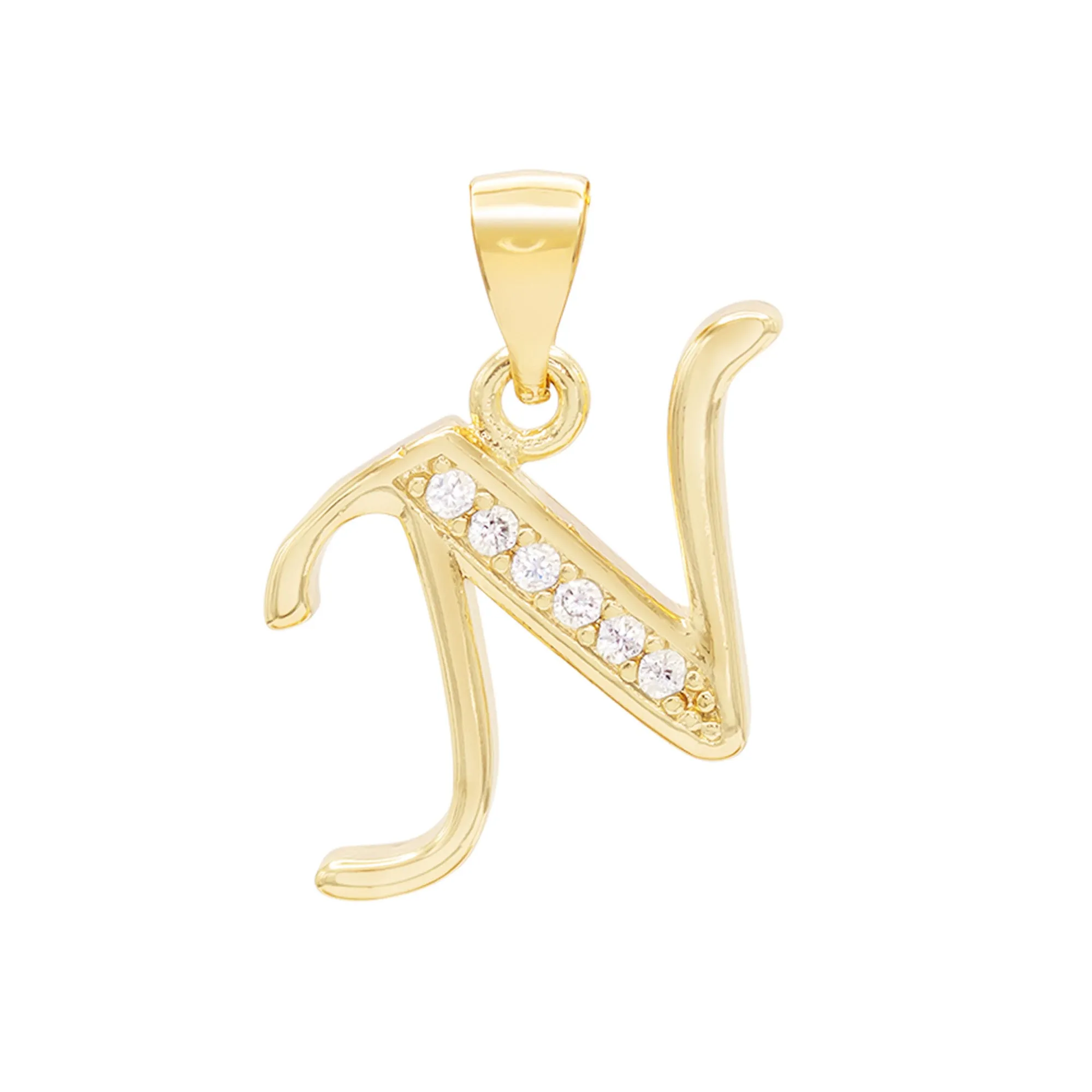 Alphabet A-Z Initial Letter CZ Pendant 14K Gold Filled Curb Chain Set 18" 20" 24" Women