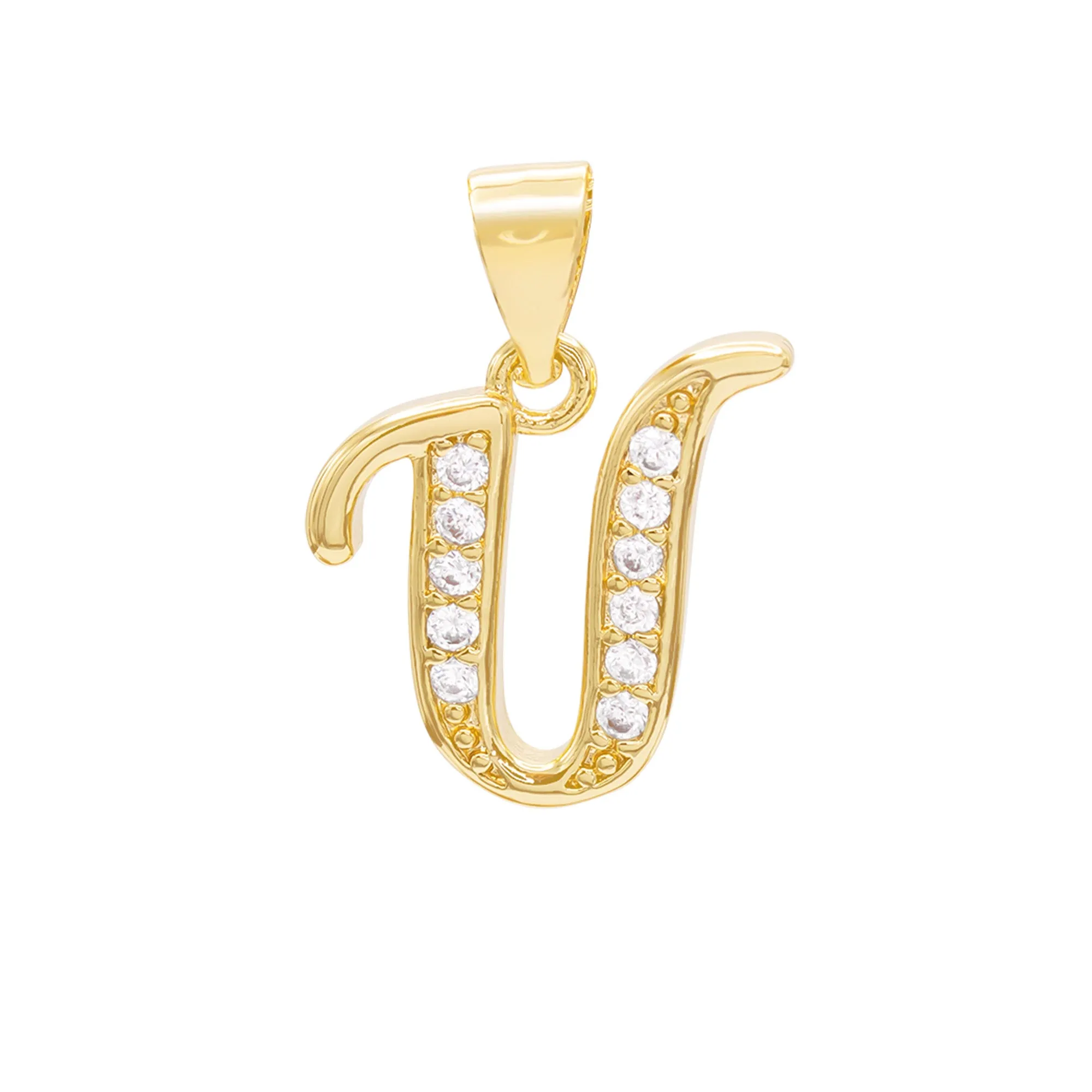 Alphabet A-Z Initial Letter CZ Pendant 14K Gold Filled Curb Chain Set 18" 20" 24" Women
