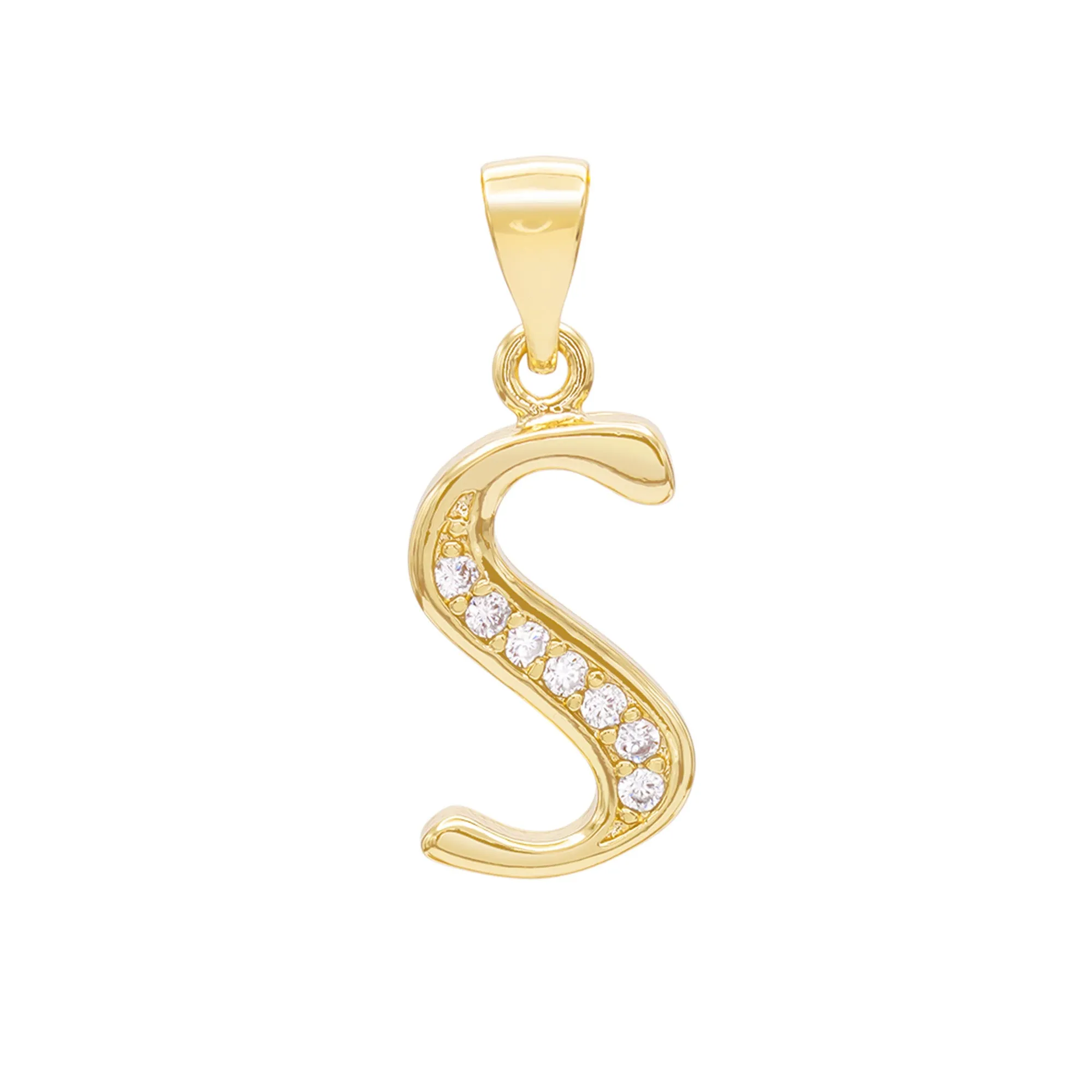 Alphabet A-Z Initial Letter CZ Pendant 14K Gold Filled Curb Chain Set 18" 20" 24" Women