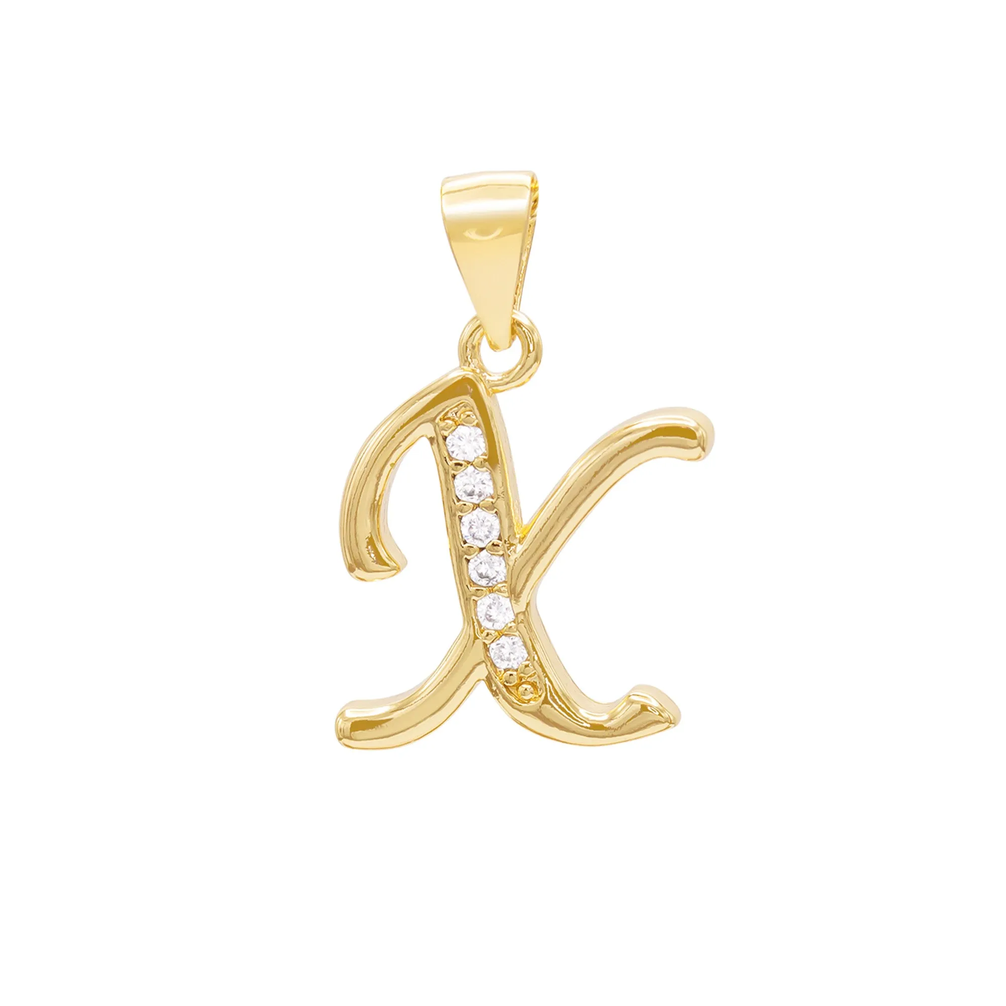 Alphabet A-Z Initial Letter CZ Pendant 14K Gold Filled Curb Chain Set 18" 20" 24" Women