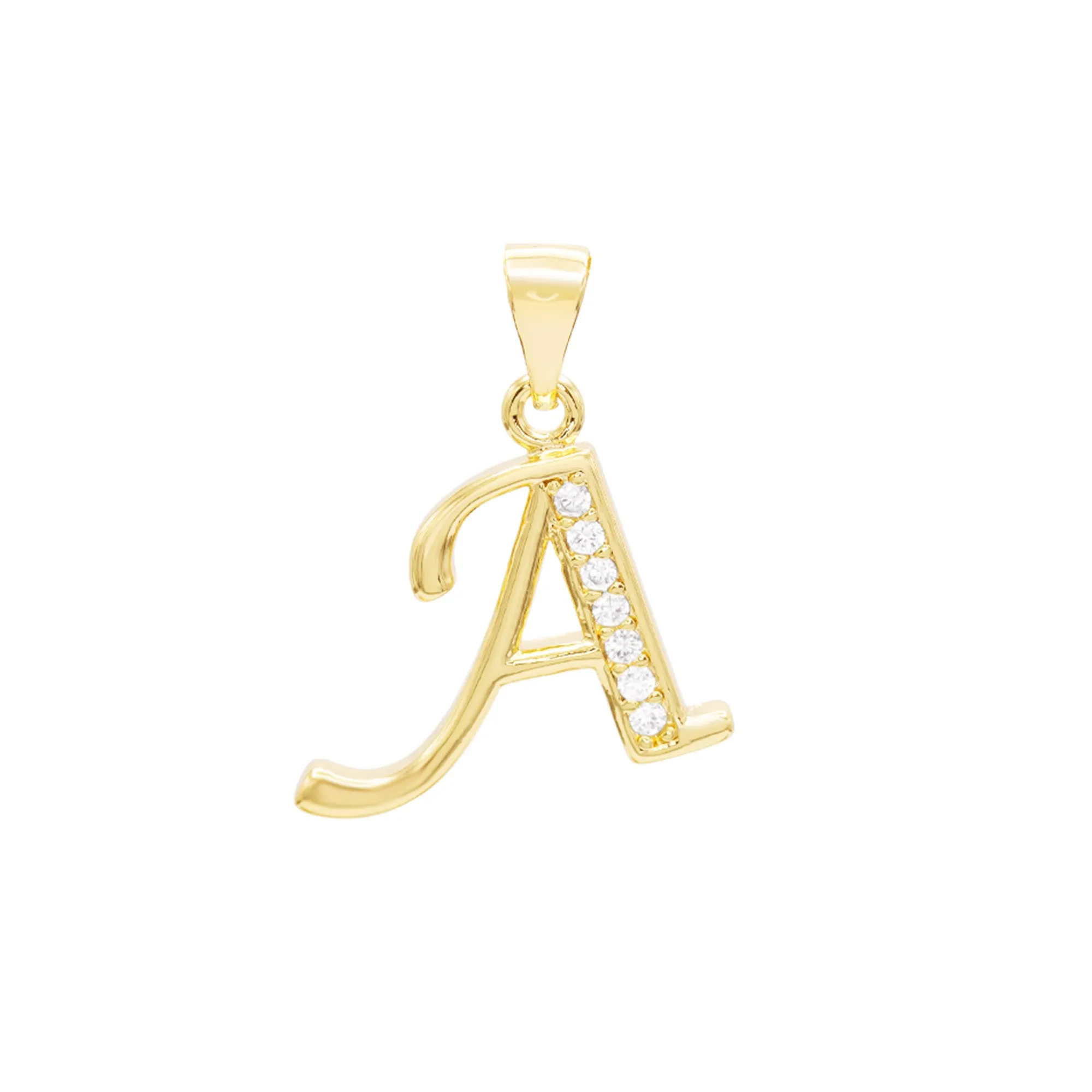 Alphabet A-Z Initial Letter CZ Pendant 14K Gold Filled Curb Chain Set 18" 20" 24" Women