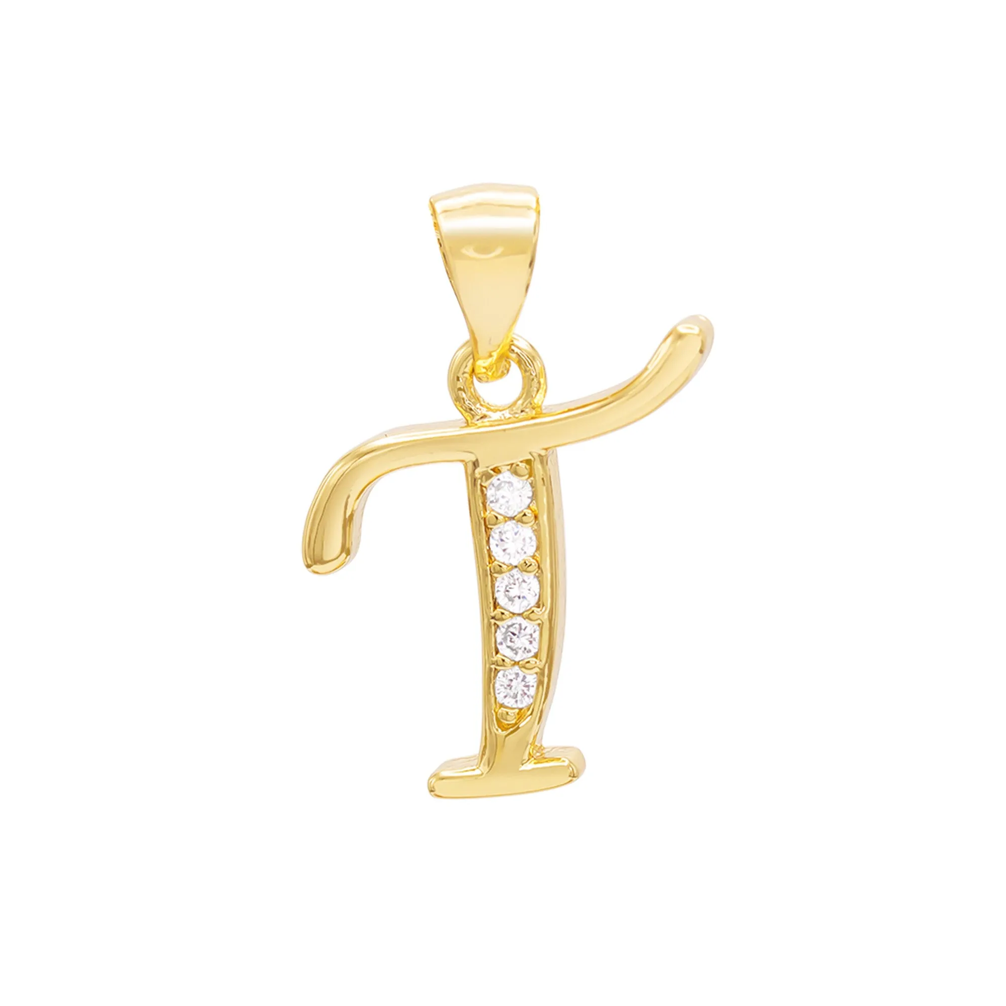 Alphabet A-Z Initial Letter CZ Pendant 14K Gold Filled Curb Chain Set 18" 20" 24" Women