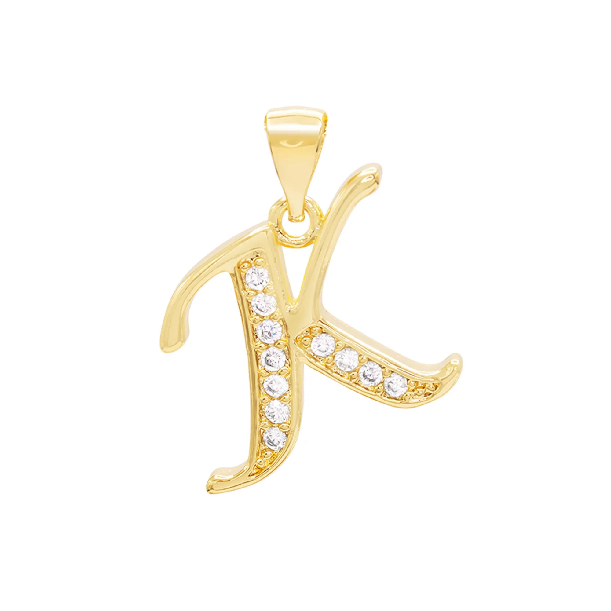 Alphabet A-Z Initial Letter CZ Pendant 14K Gold Filled Curb Chain Set 18" 20" 24" Women