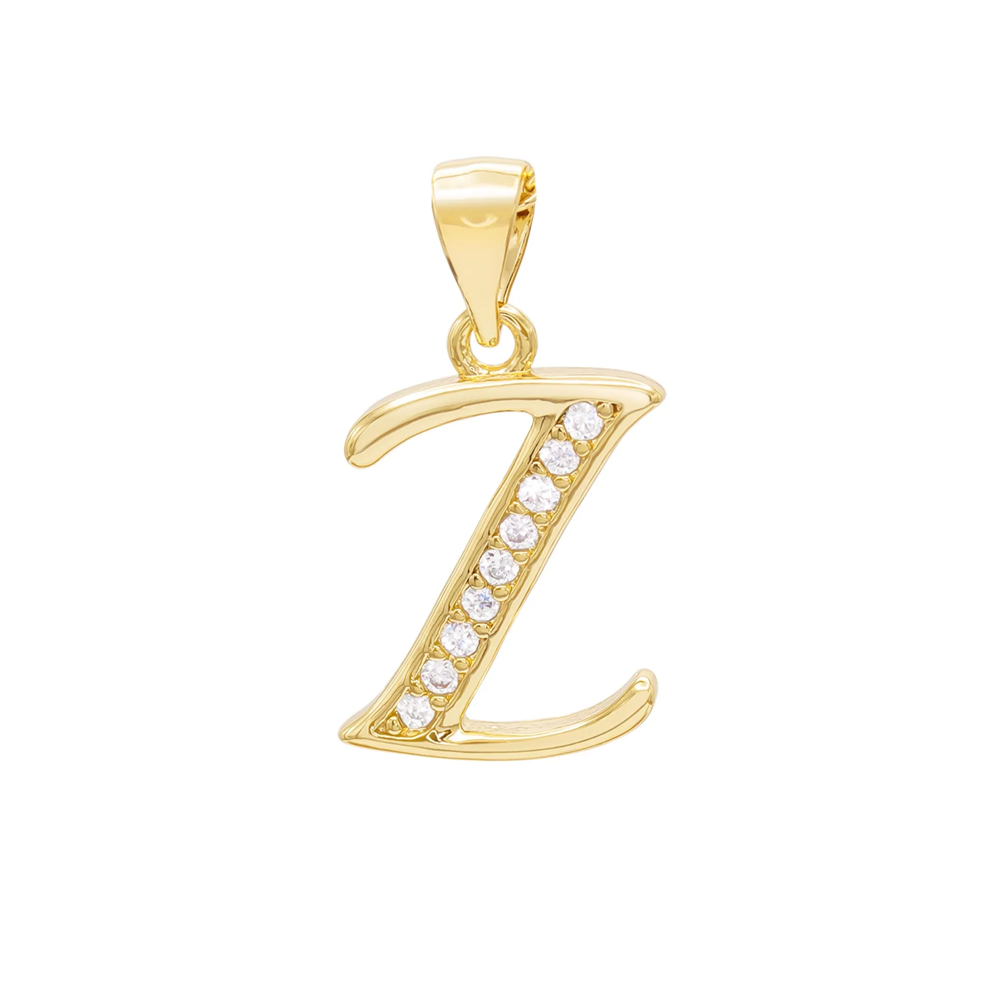 Alphabet A-Z Initial Letter CZ Pendant 14K Gold Filled Curb Chain Set 18" 20" 24" Women