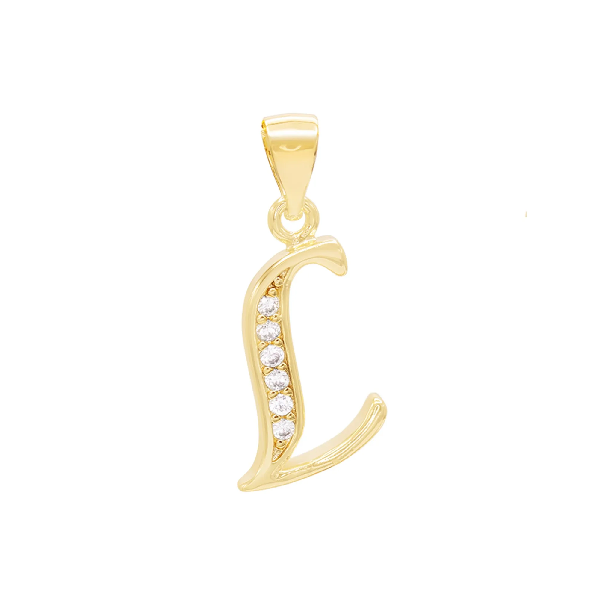Alphabet A-Z Initial Letter CZ Pendant 14K Gold Filled Curb Chain Set 18" 20" 24" Women