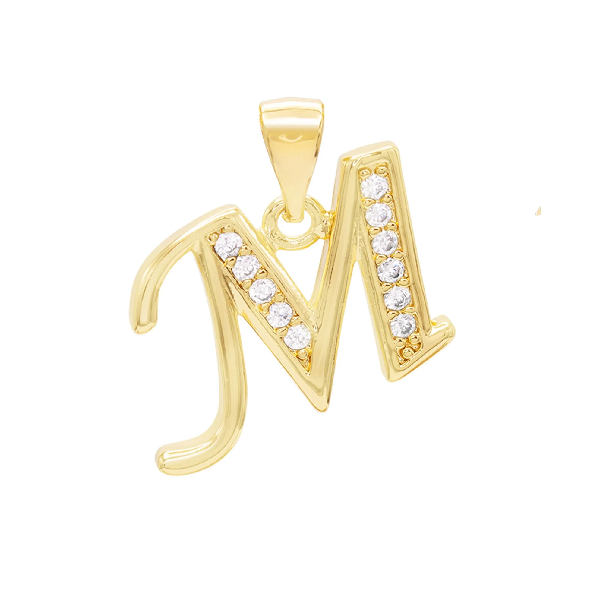 Alphabet A-Z Initial Letter CZ Pendant 14K Gold Filled Curb Chain Set 18" 20" 24" Women