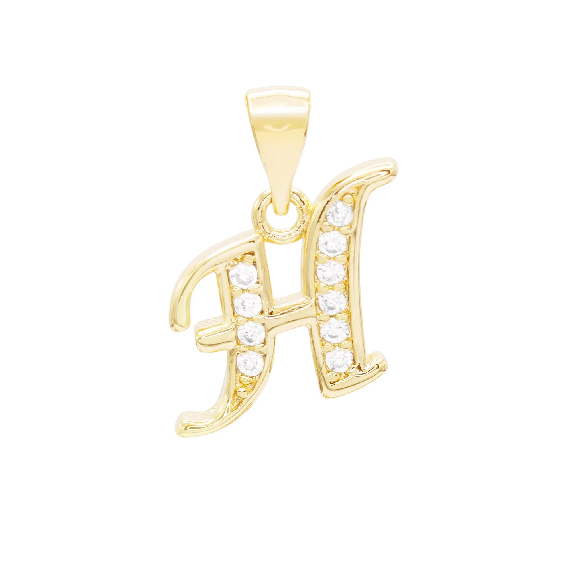 Alphabet A-Z Initial Letter CZ Pendant 14K Gold Filled Curb Chain Set 18" 20" 24" Women