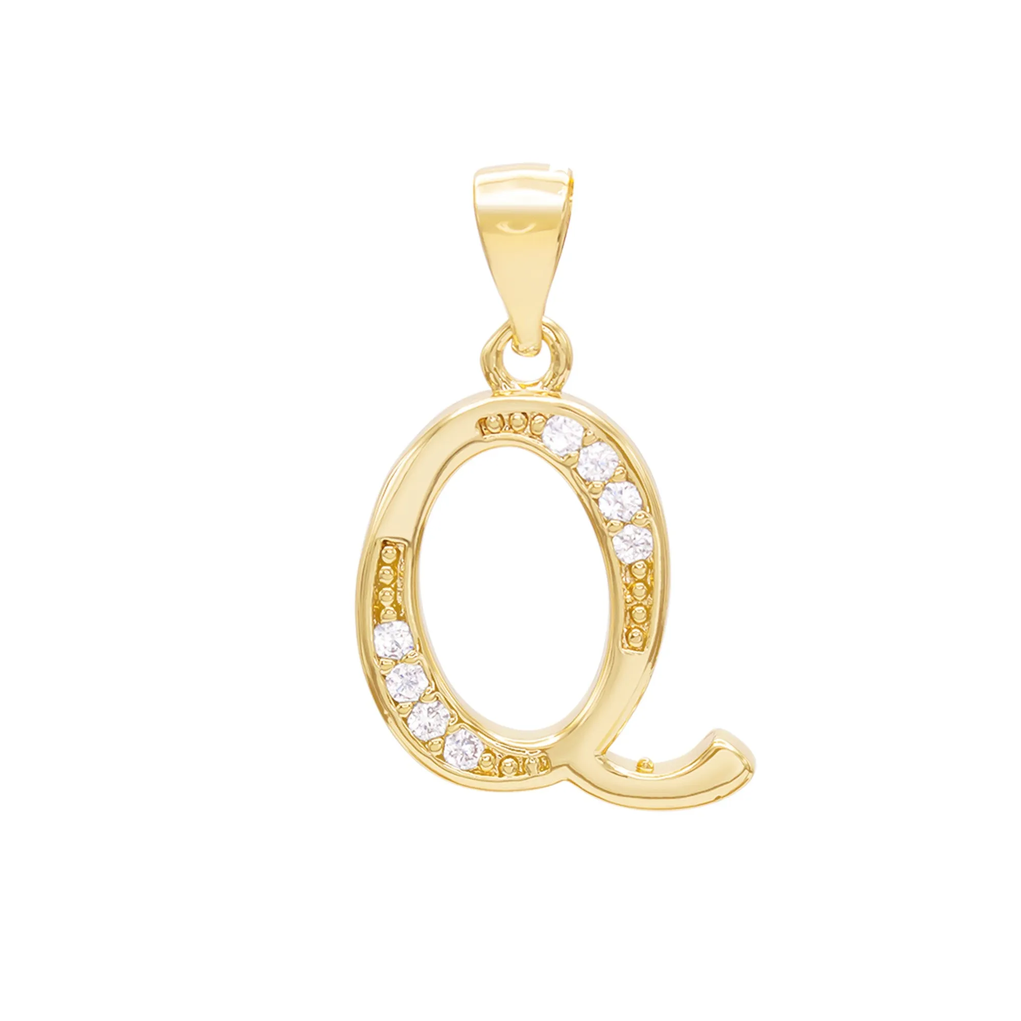 Alphabet A-Z Initial Letter CZ Pendant 14K Gold Filled Curb Chain Set 18" 20" 24" Women