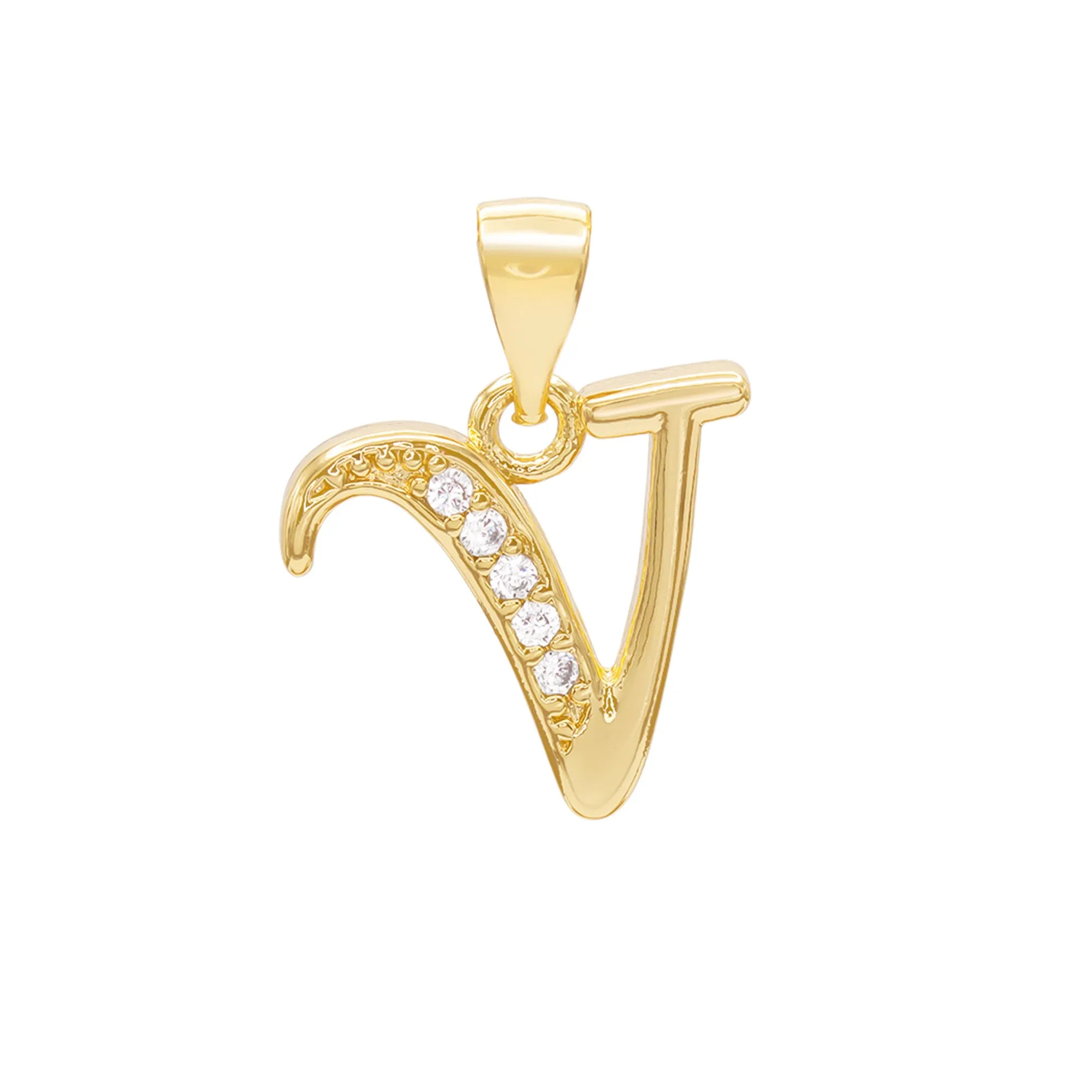 Alphabet A-Z Initial Letter CZ Pendant 14K Gold Filled Curb Chain Set 18" 20" 24" Women