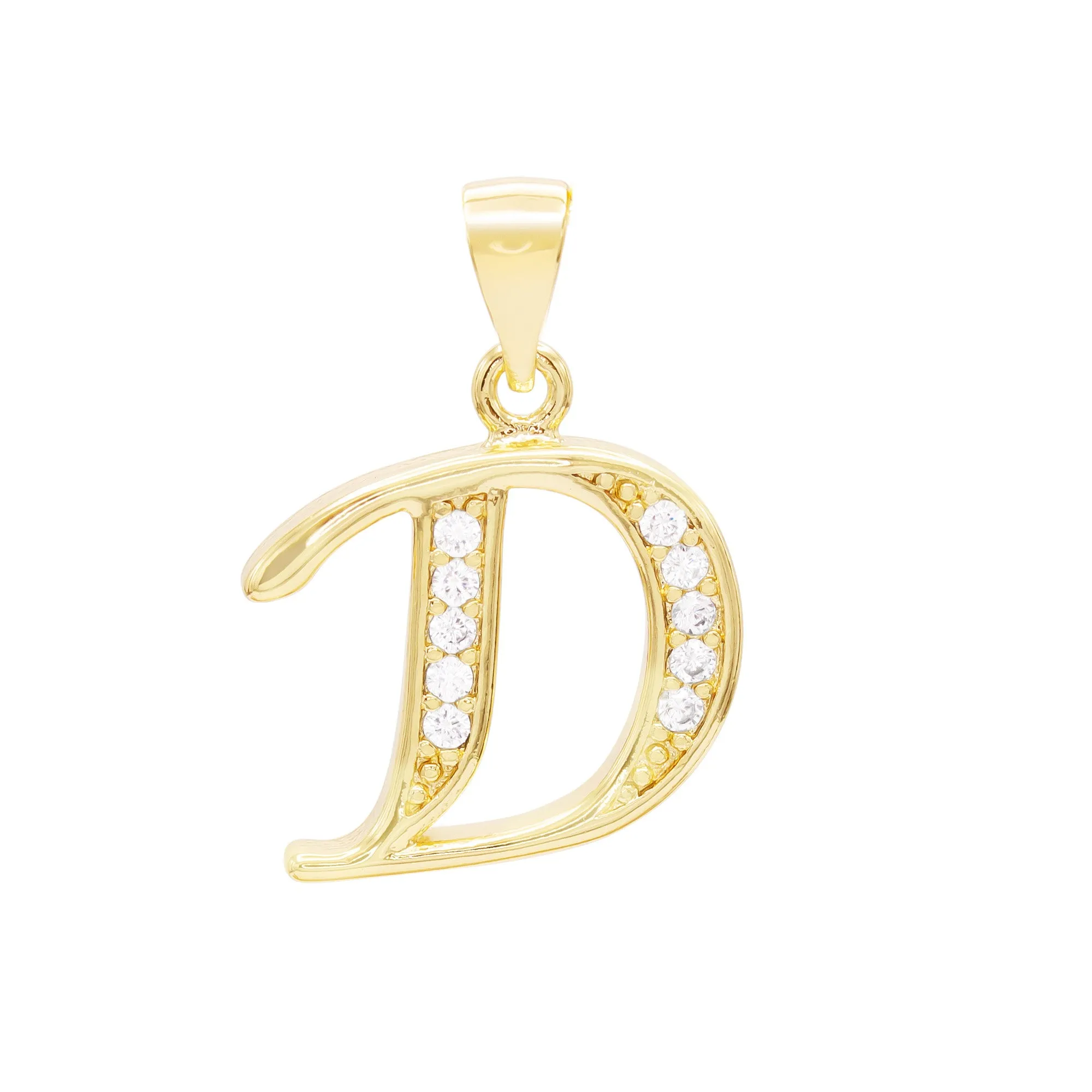 Alphabet A-Z Initial Letter CZ Pendant 14K Gold Filled Curb Chain Set 18" 20" 24" Women