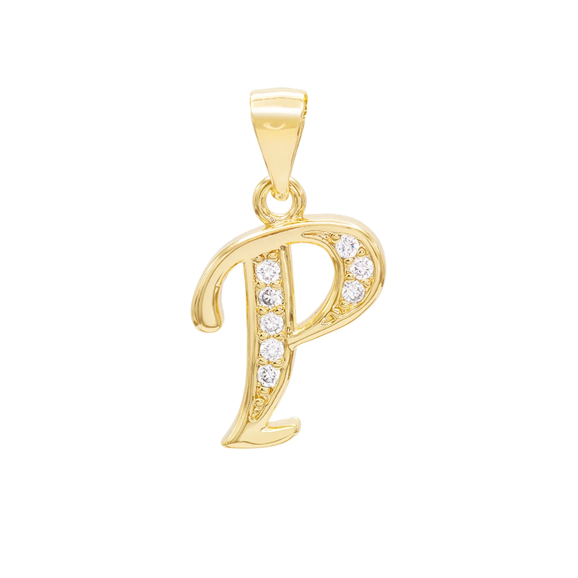 Alphabet A-Z Initial Letter CZ Pendant 14K Gold Filled Curb Chain Set 18" 20" 24" Women