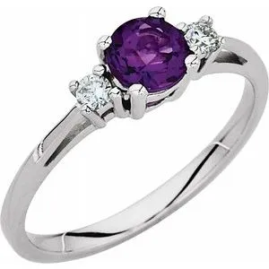 Amethyst & Diamond Accented Ring