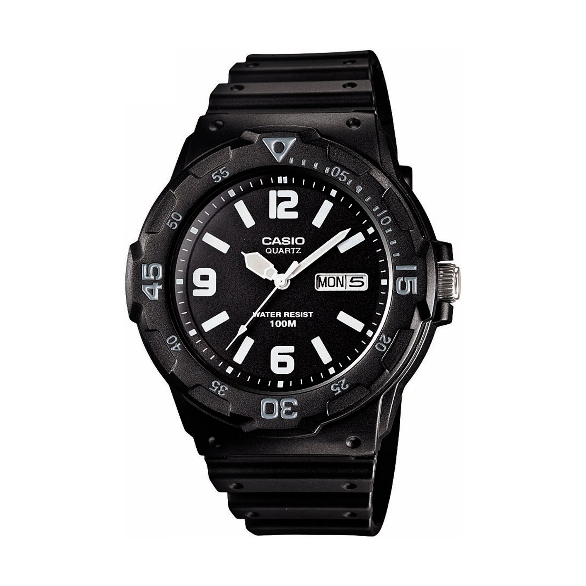 Analog Sport Day Date White Dial Watch - Black