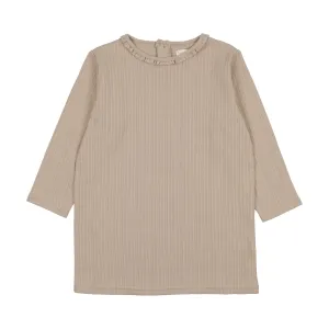 Analogie Pointelle T-Shirt Three Quarter Sleeve - Taupe