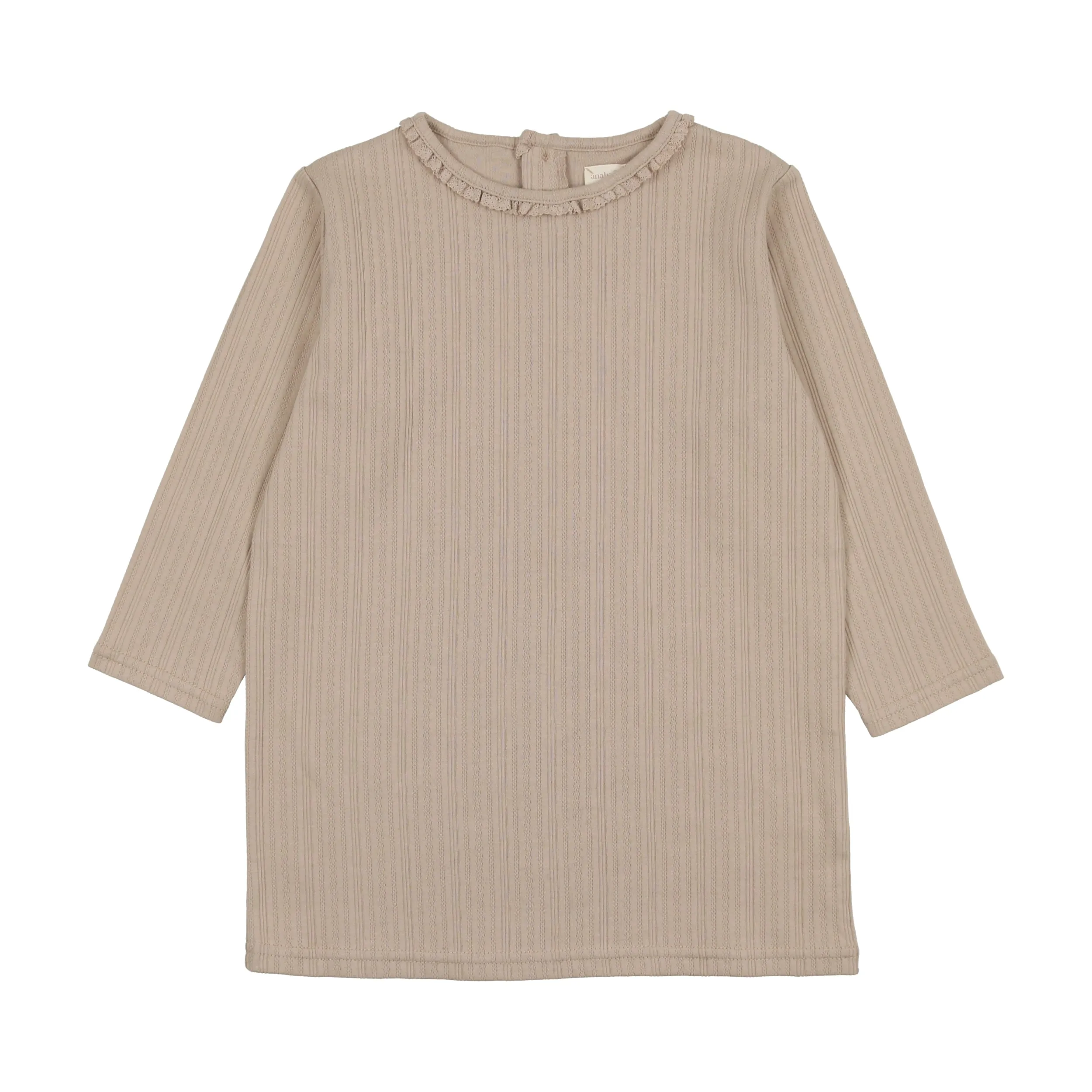 Analogie Pointelle T-Shirt Three Quarter Sleeve - Taupe