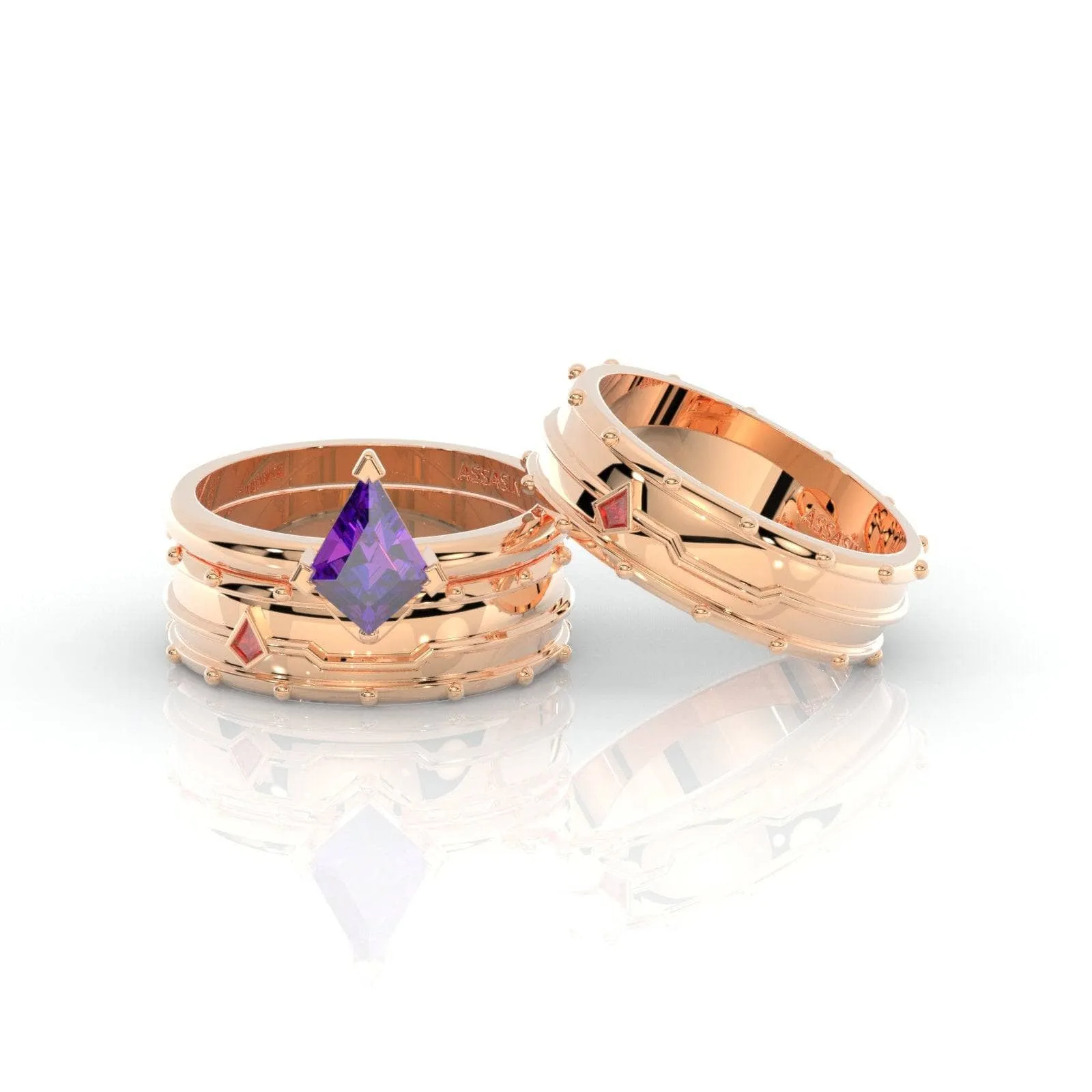 Assasin's Promise Ring Band (Unisex)- 14k Yellow Gold Video Game Inspired Rings