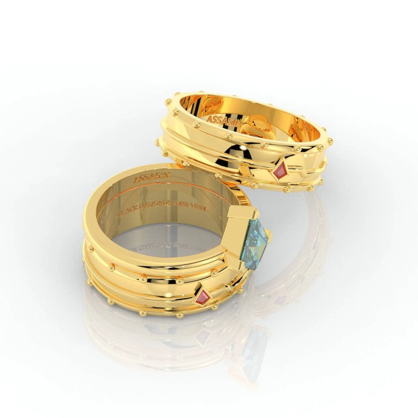 Assasin's Promise Ring Band (Unisex)- 14k Yellow Gold Video Game Inspired Rings