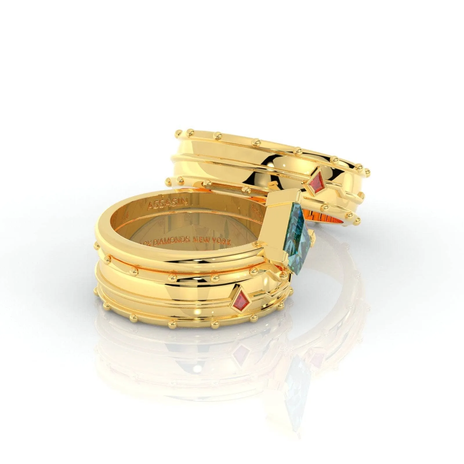 Assasin's Promise Ring Band (Unisex)- 14k Yellow Gold Video Game Inspired Rings