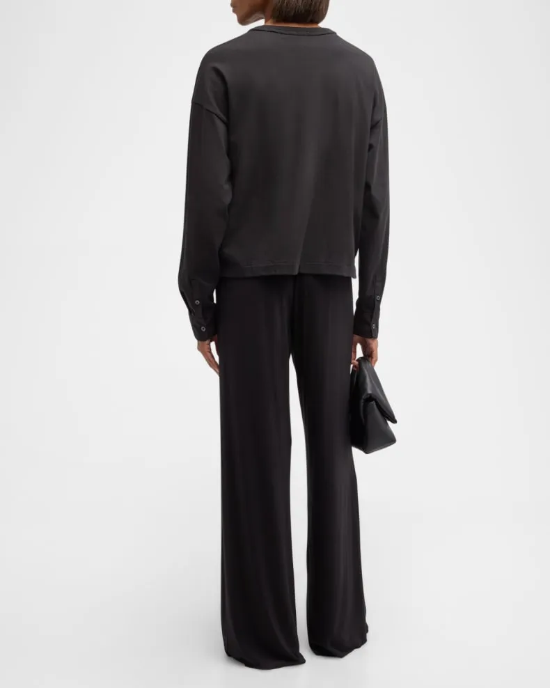 ATM -Matte Jersey Pull-On Wide Leg Pants - Black